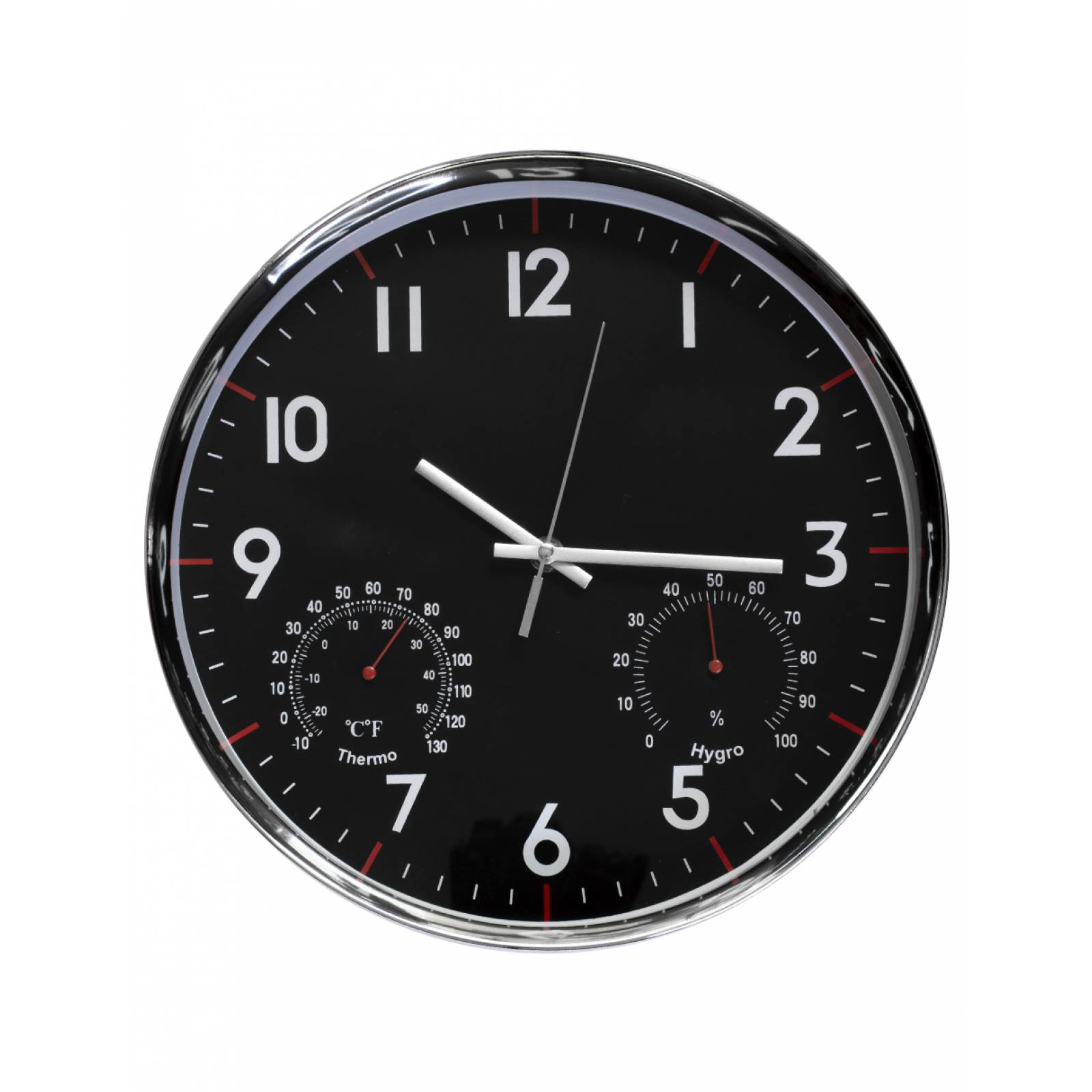 Reloj de Pared Plata con Fondo negro con minutero moderno