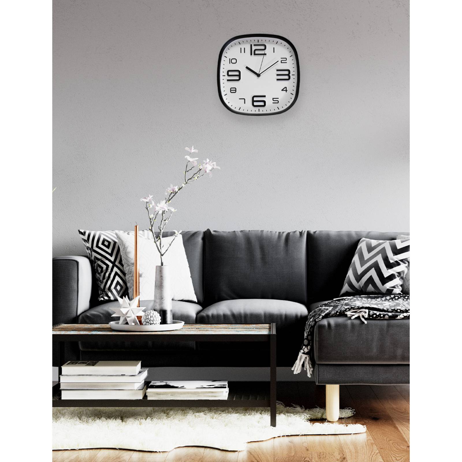 Reloj de Pared de Cocina negro con fondo Blanco