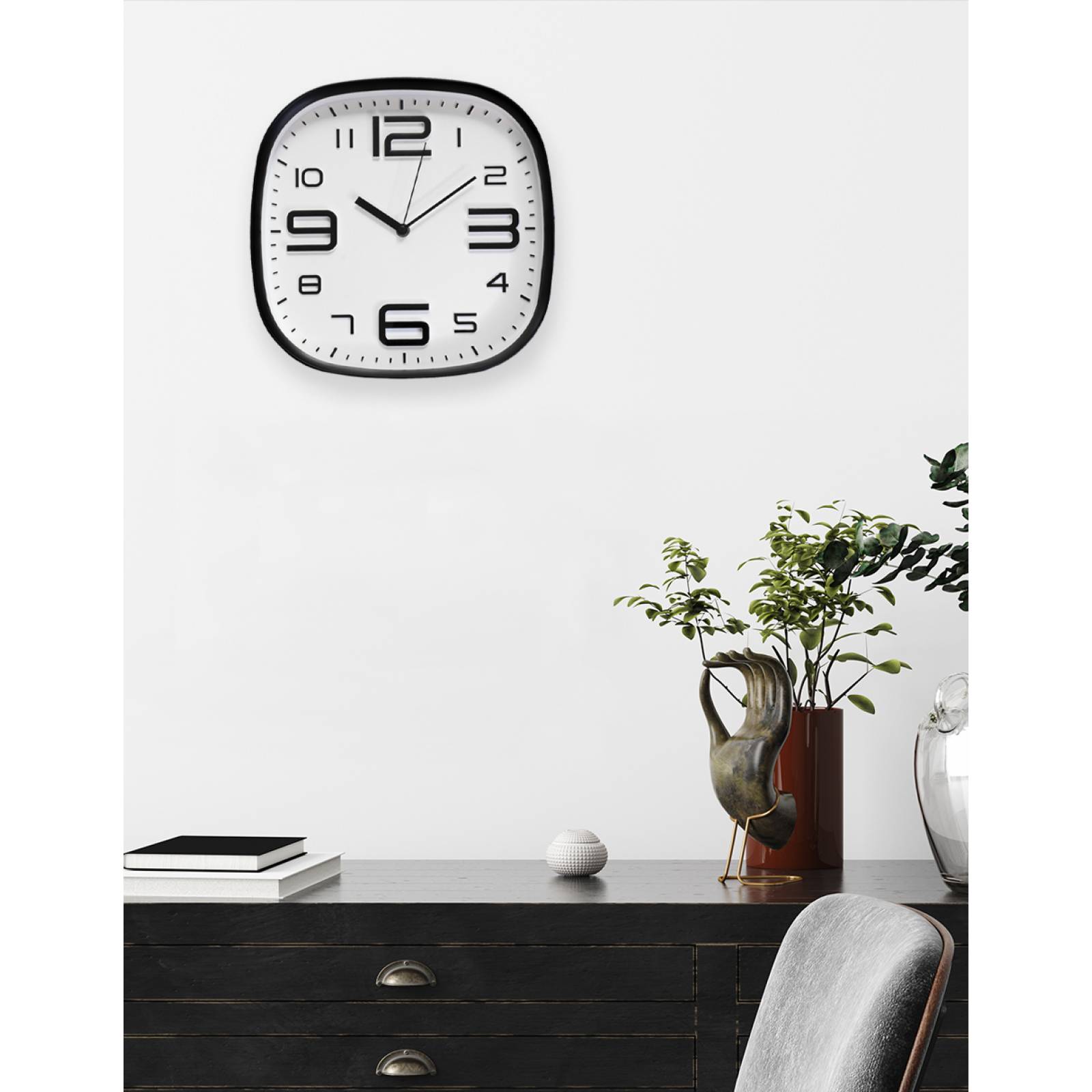 Reloj de Pared de Cocina negro con fondo Blanco