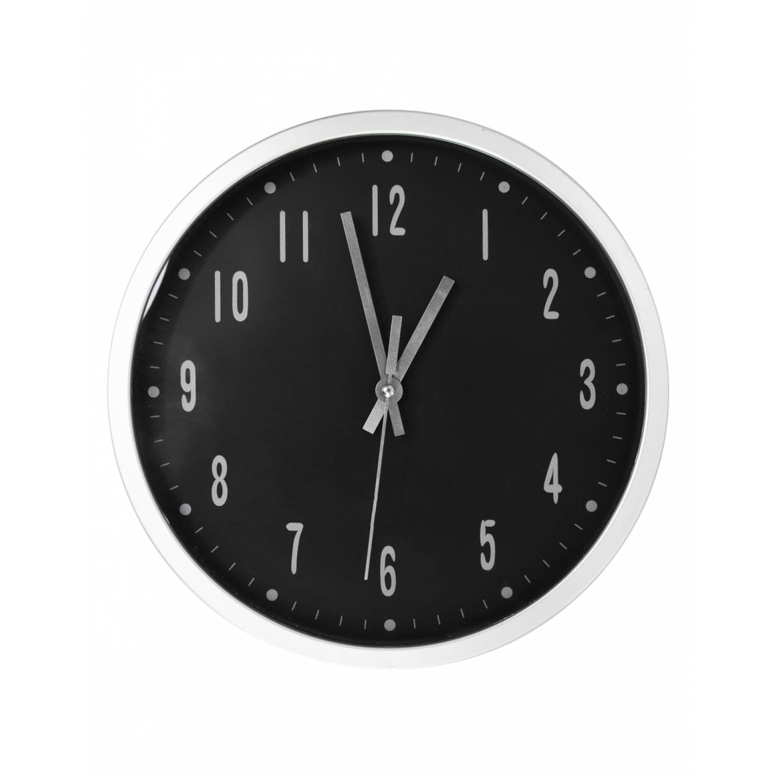 Reloj de Pared Moderno silencioso elegante Plata con fondo negro