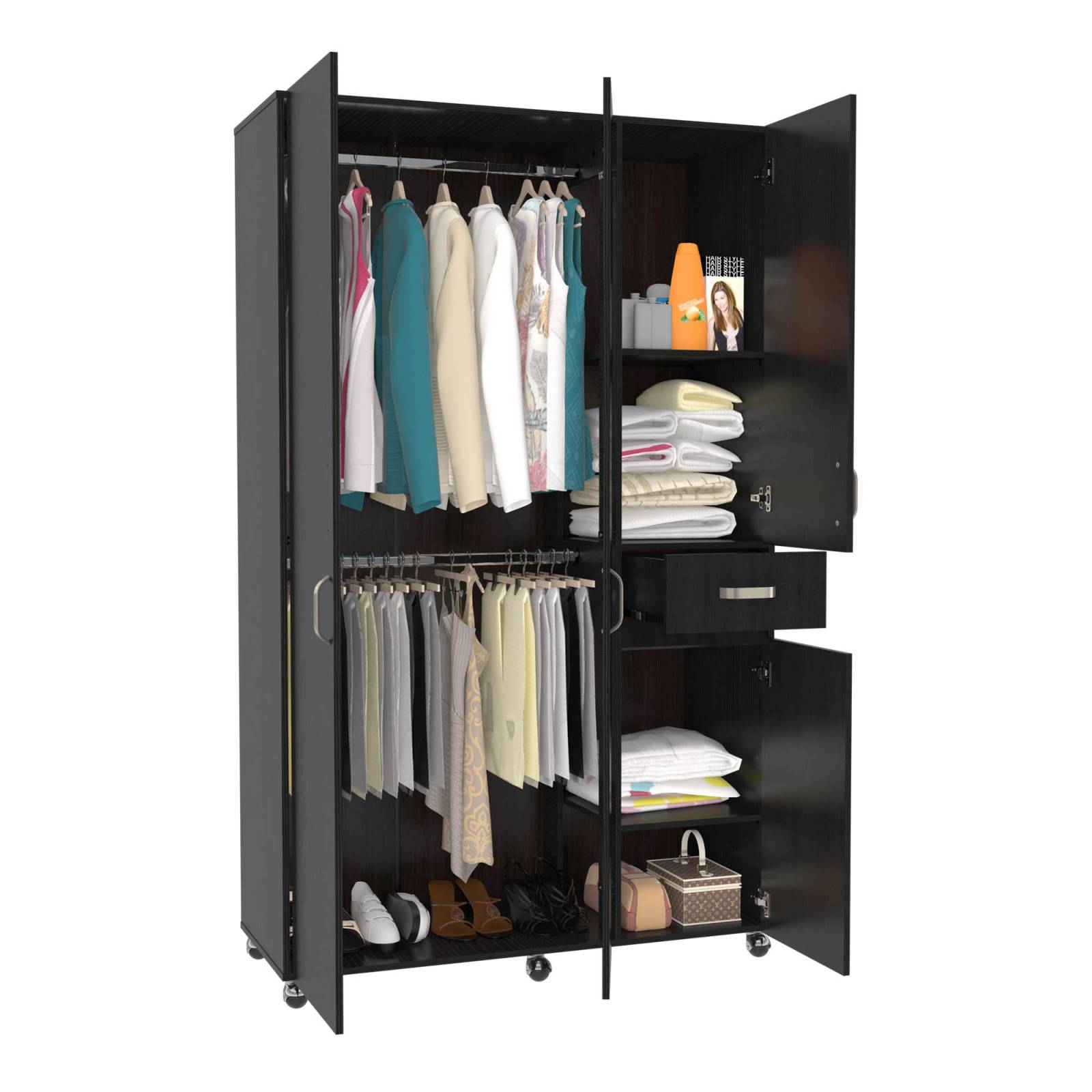 Ropero Armario Closet Nova 120 Maderkit Color Wengue 