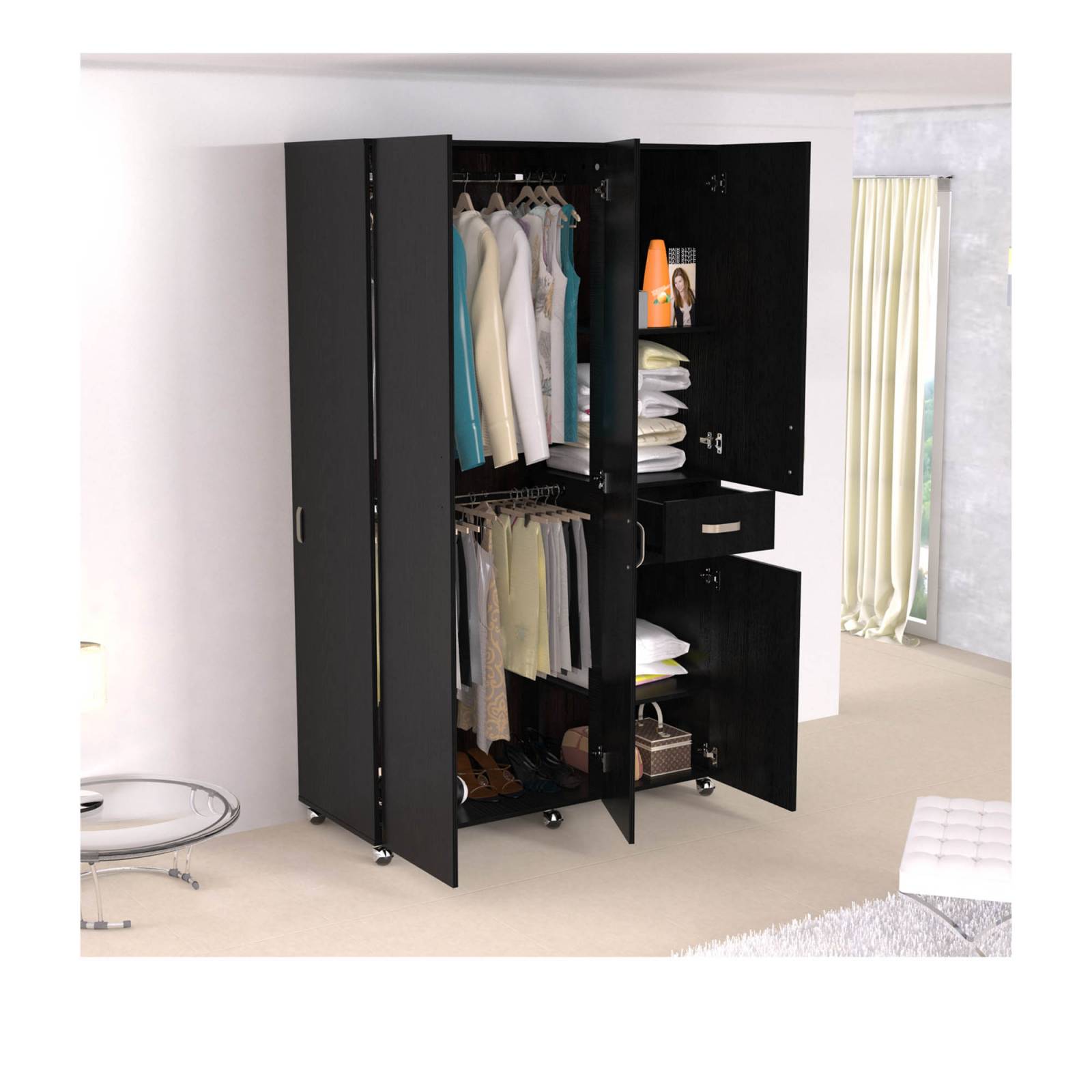 Ropero Armario Closet Nova 120 Maderkit Color Wengue 