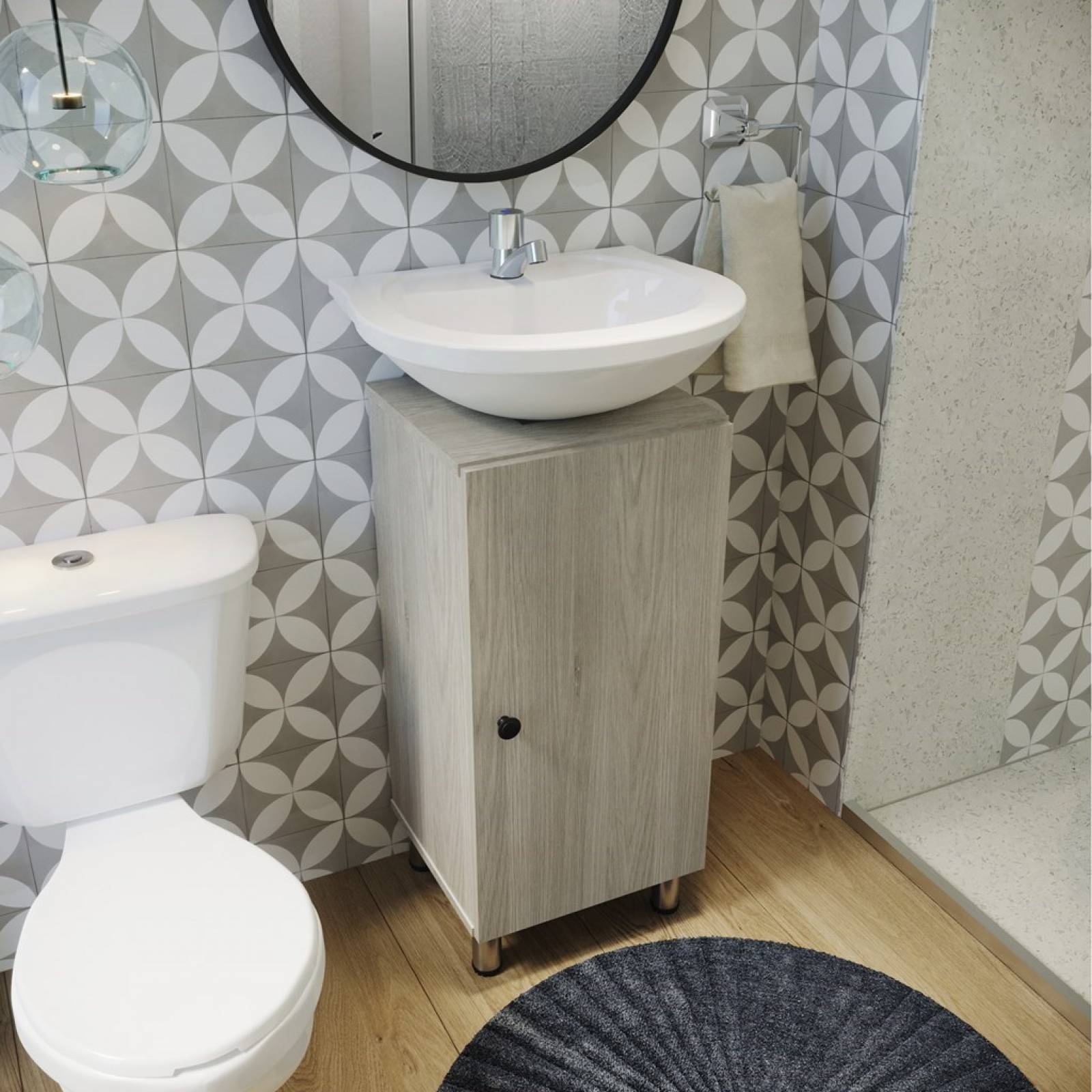 Gabinete De Baño Para Lavamanos Dena Maderkit Ceniza C/p