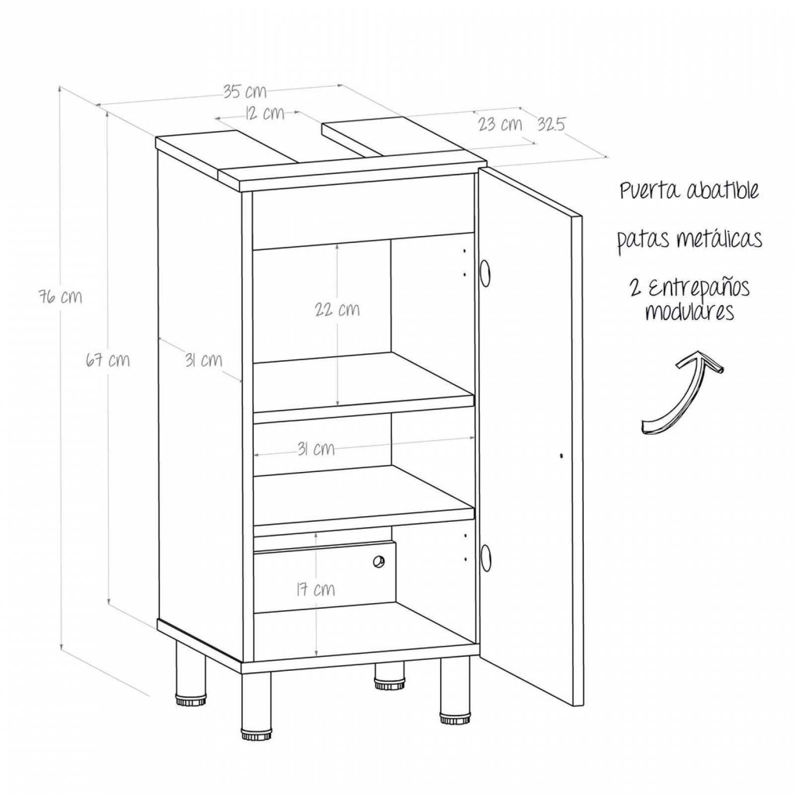 Gabinete De Baño Para Lavamanos Dena Maderkit Ceniza C/p