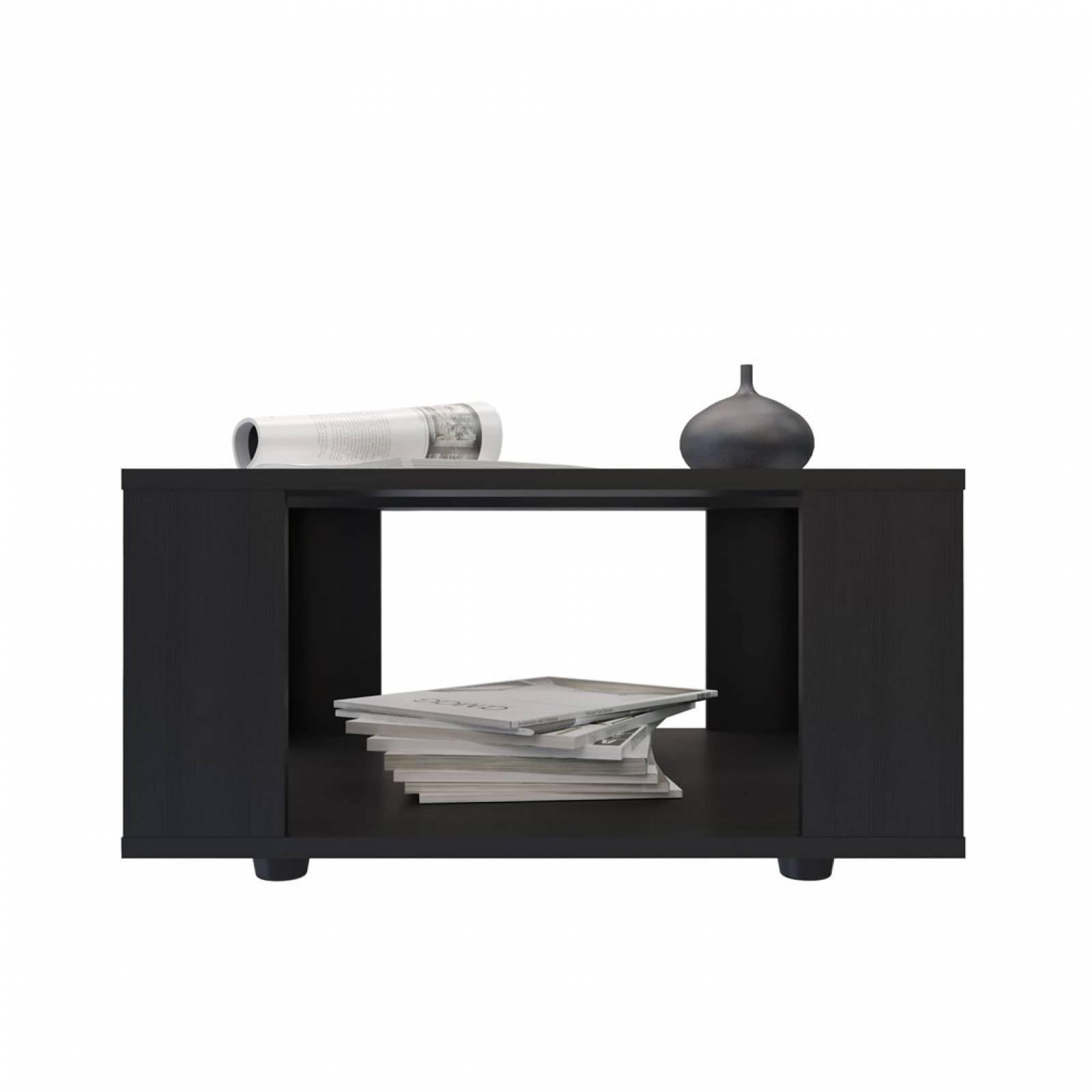 Mesa De Centro Maderkit Con Vidrio Color Wengue