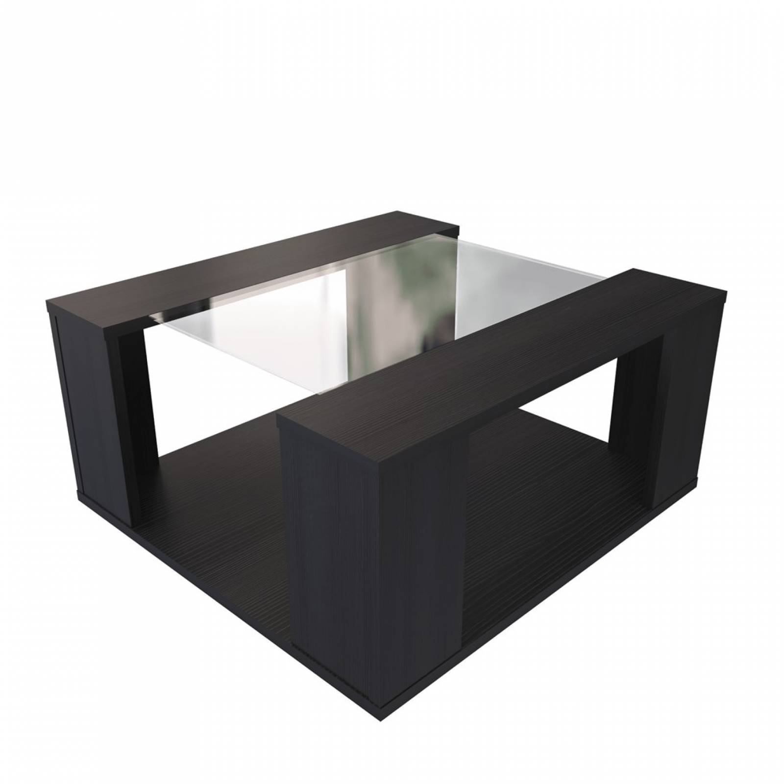 Mesa De Centro Maderkit Con Vidrio Color Wengue