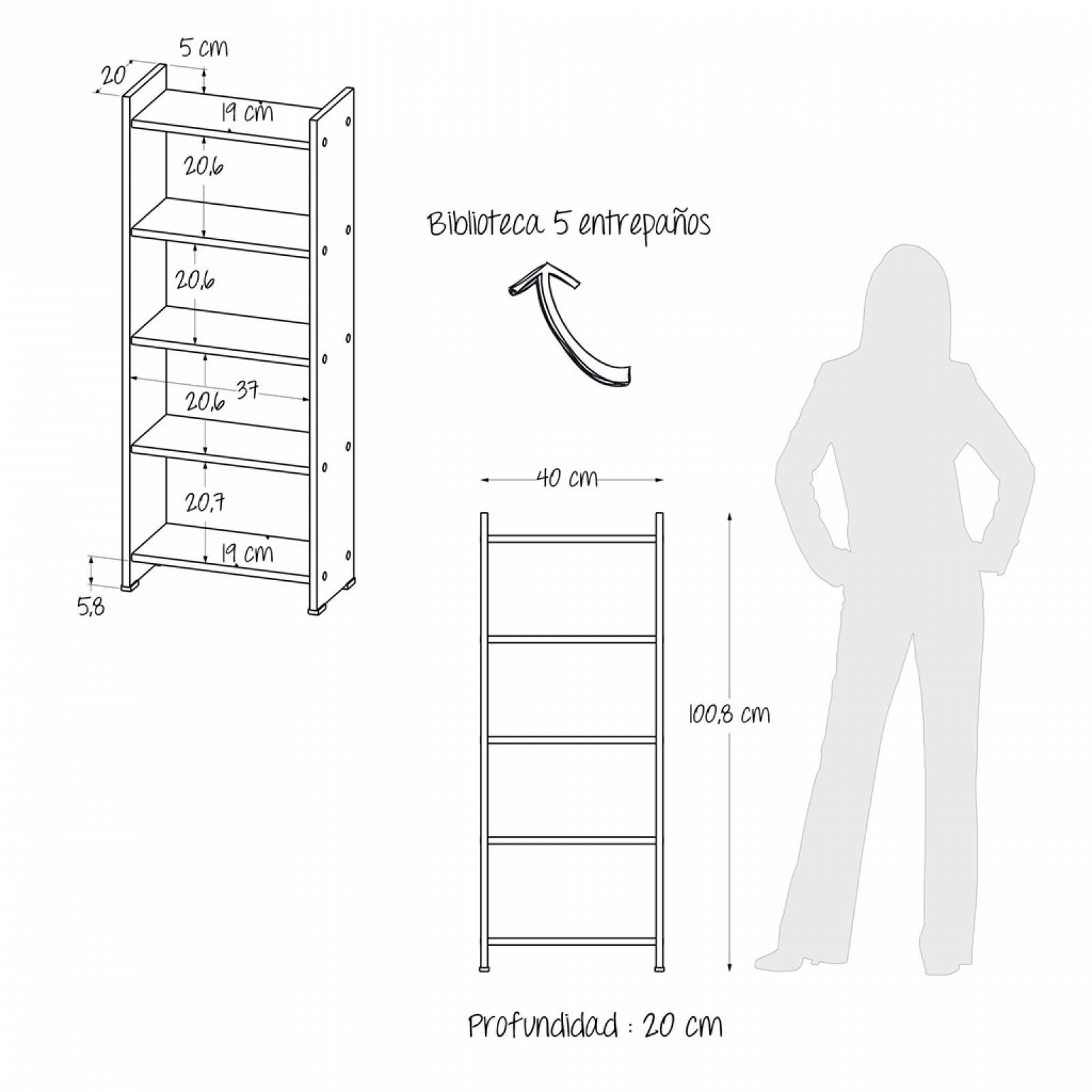 Combo Escritorio + Librero Maderkit Color Rovere