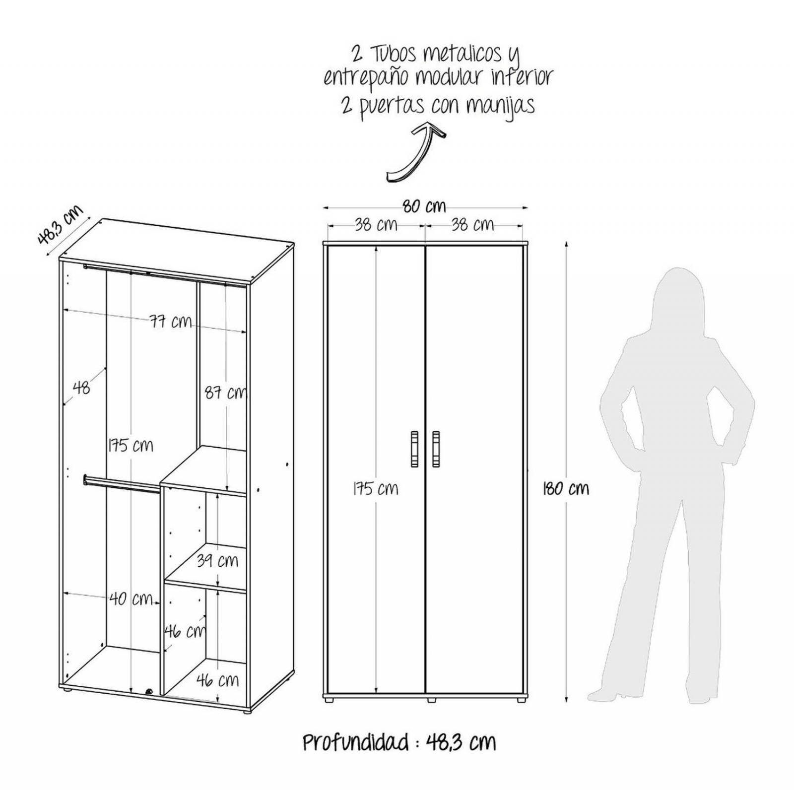 Ropero Armario Star 80 Maderkit Color Ceniza 