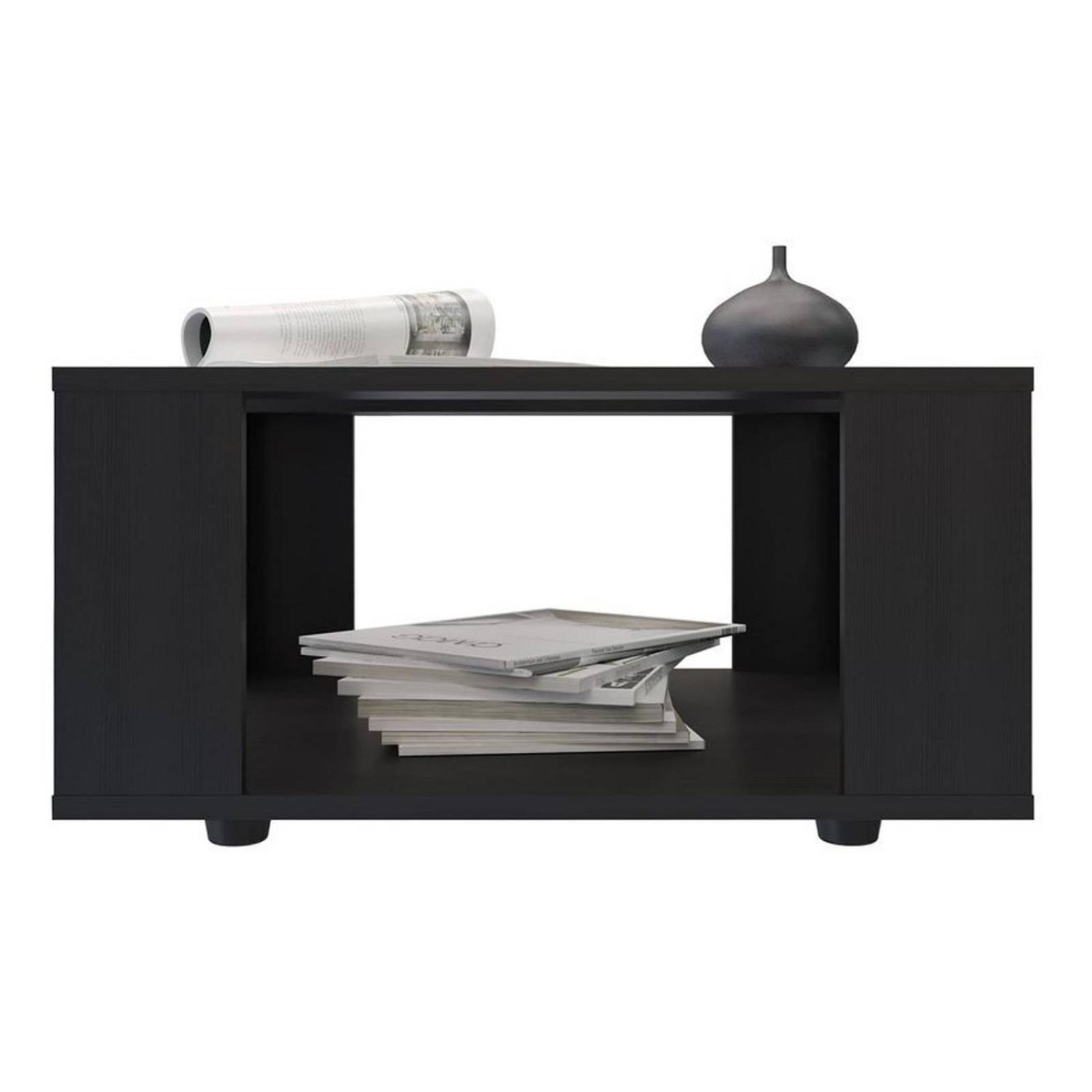 Mesa De Centro Maderkit Con Vidrio Color Wengue