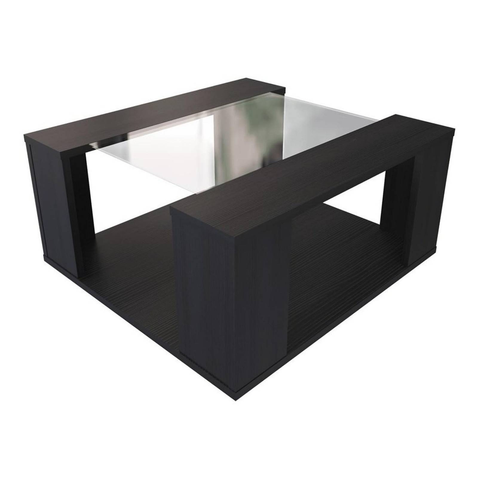 Mesa De Centro Maderkit Con Vidrio Color Wengue