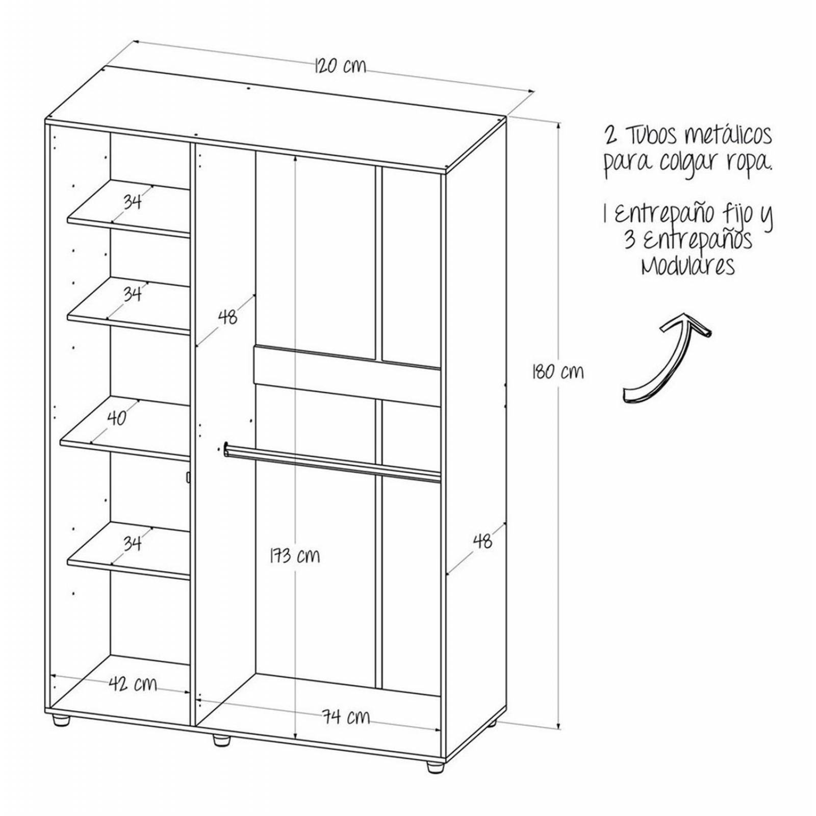 Ropero Armario Bilbao 120 Maderkit Color Wengue 