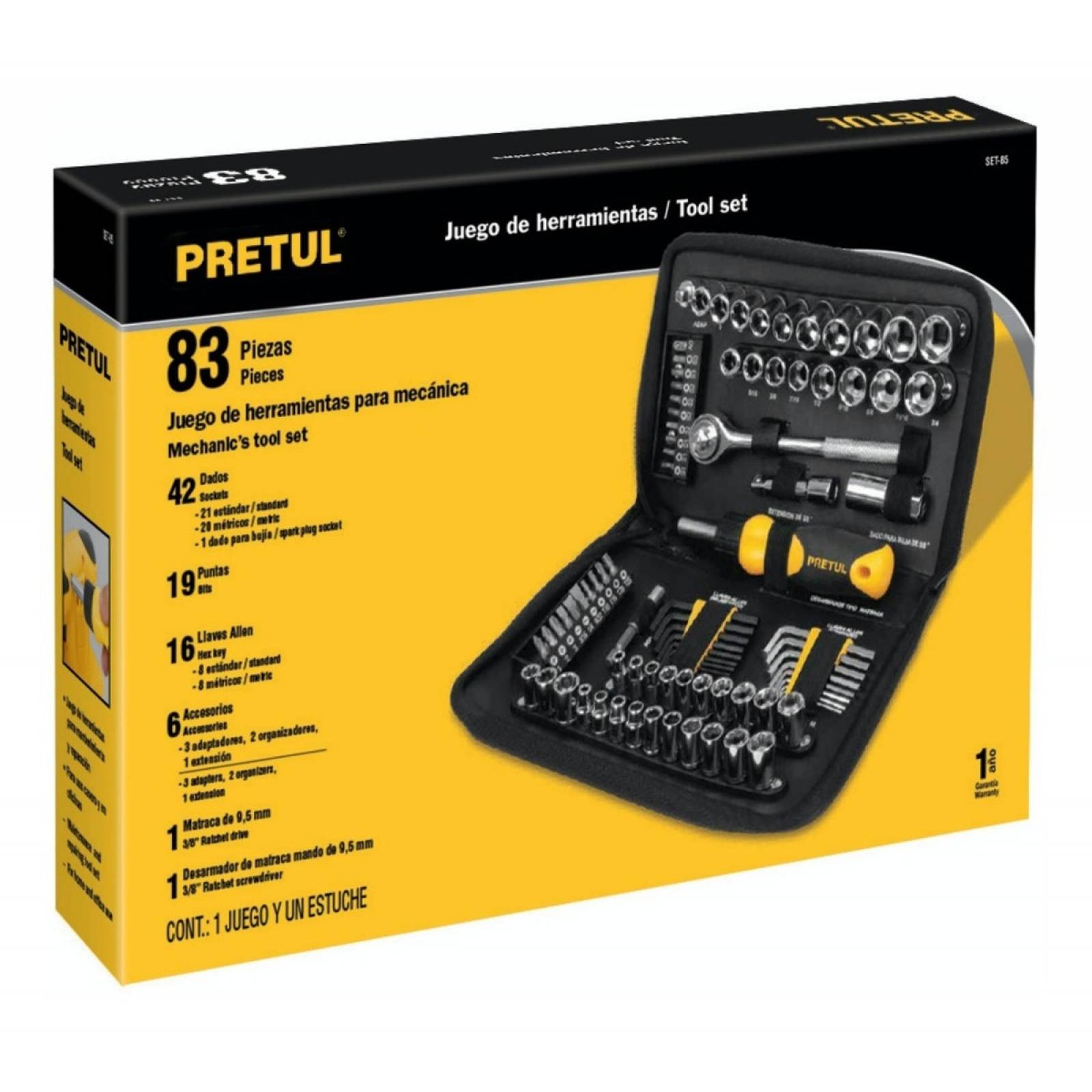 Juego Herramientas Mecánica 85 Piezas Pretul 22984