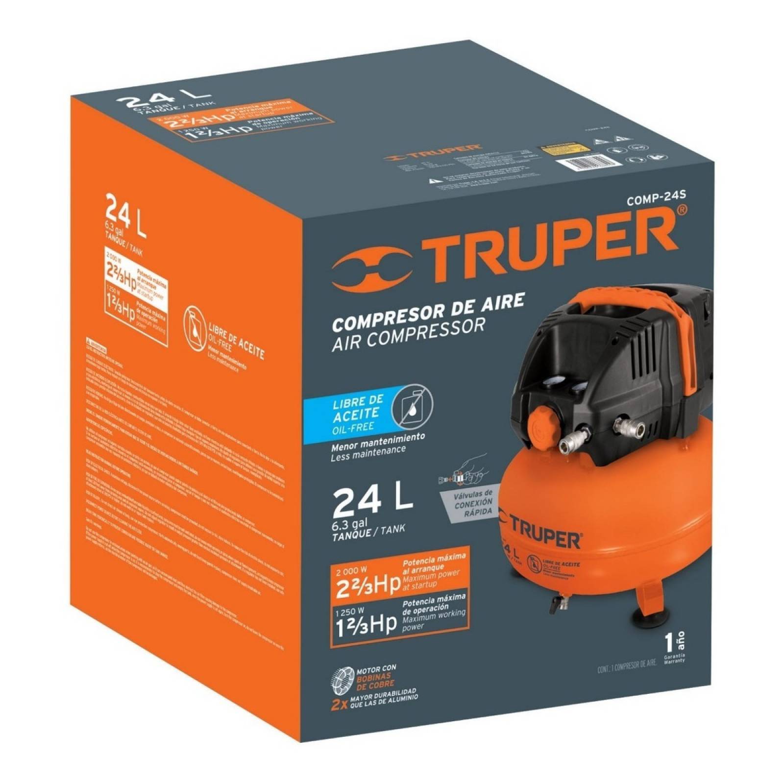 Compresor De Aire Mini Eléctrico Portátil Truper Comp 24s