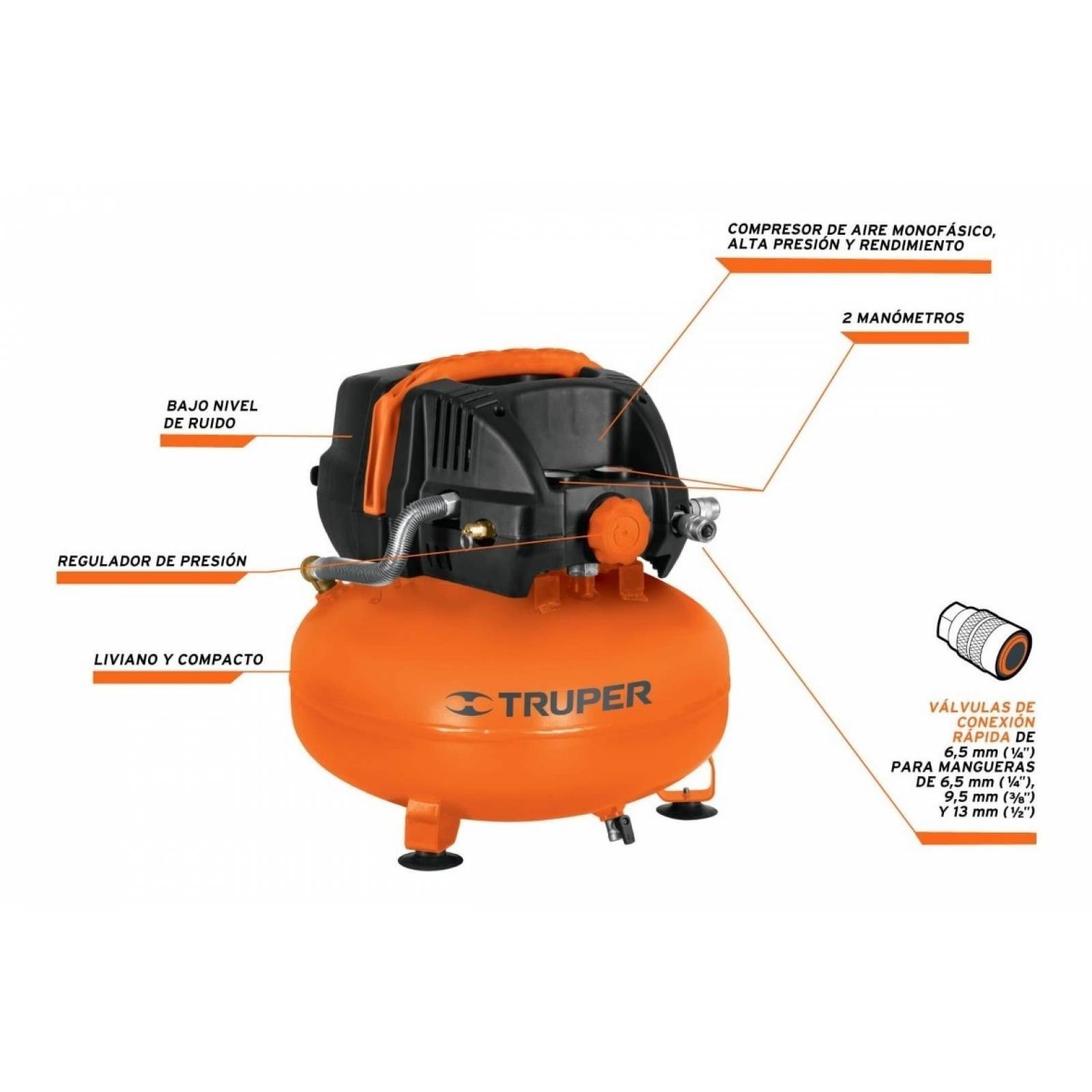 Compresor De Aire Mini Eléctrico Portátil Truper Comp 24s