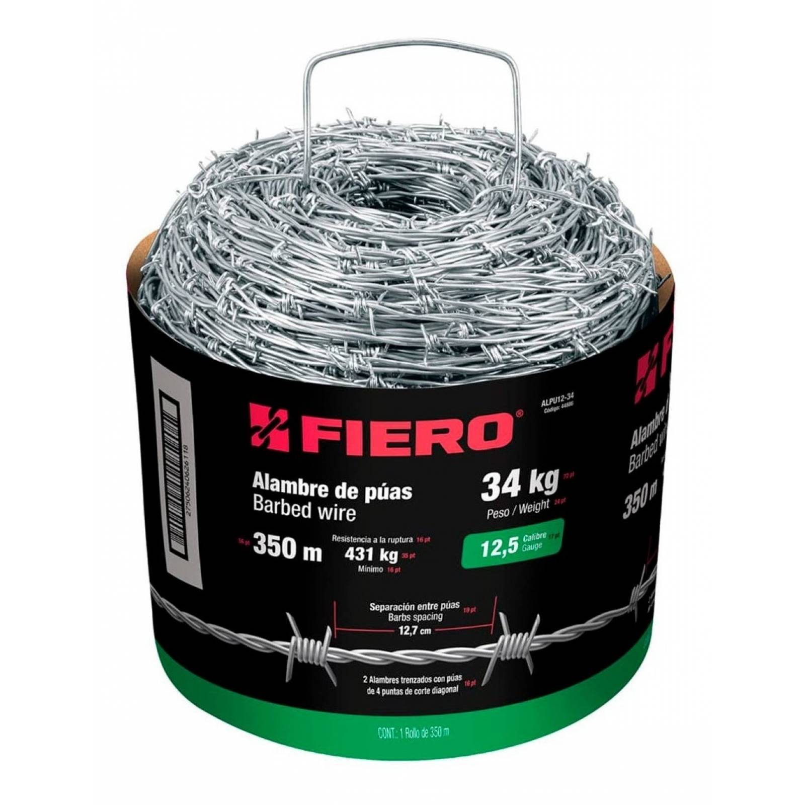 Alambre De Púas Calibre 125 Rollo De 34 Kg Fiero 44886