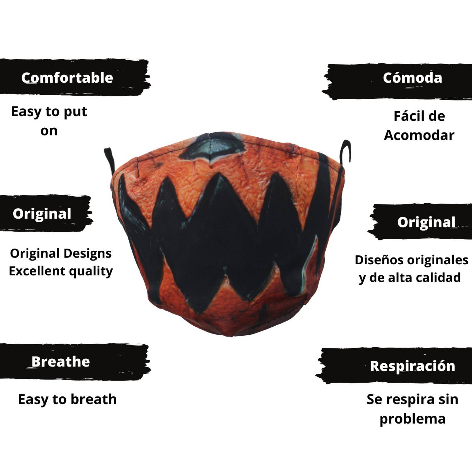 Máscara de latex de tela Jack O´Lantern - Jack O´Lantern fabric mask