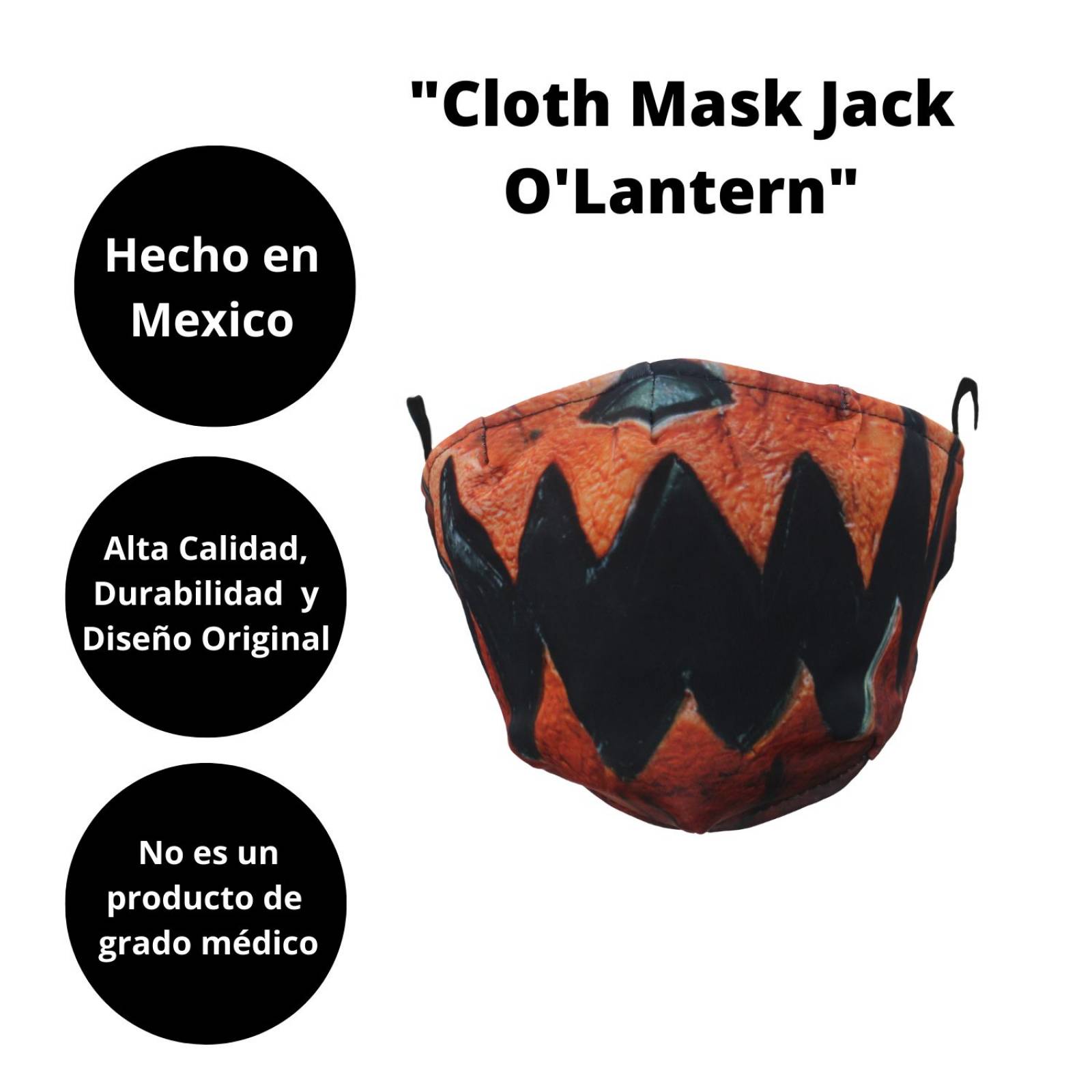Máscara de latex de tela Jack O´Lantern - Jack O´Lantern fabric mask