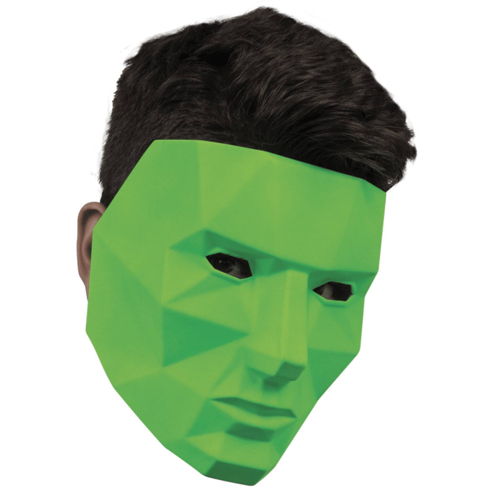 Máscara de Látex Poligonal Neon Verdes - Poligonal Neon Verdes