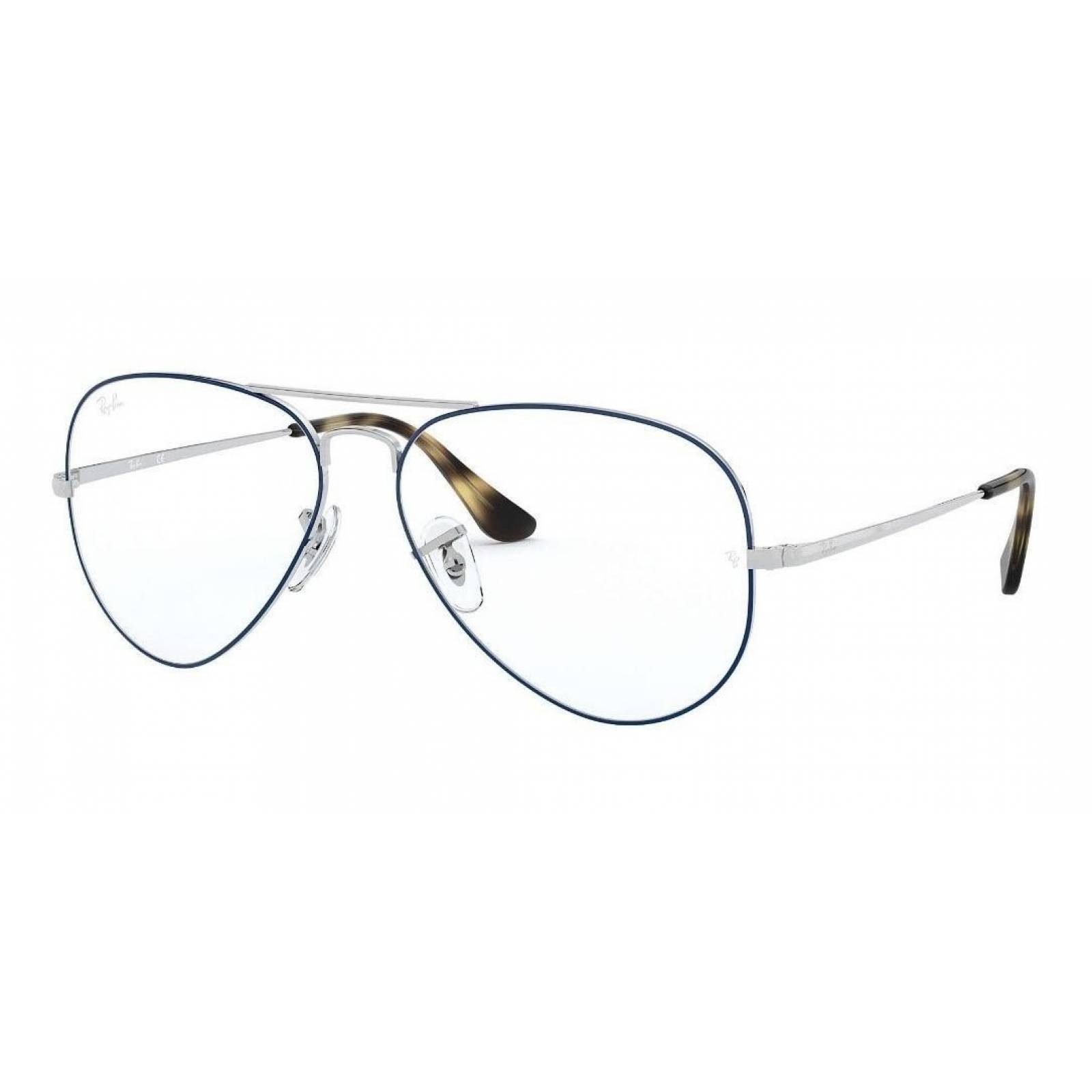 Ray Ban Oftalmico Rb6489 2970 Aviator Plateado Azul Original