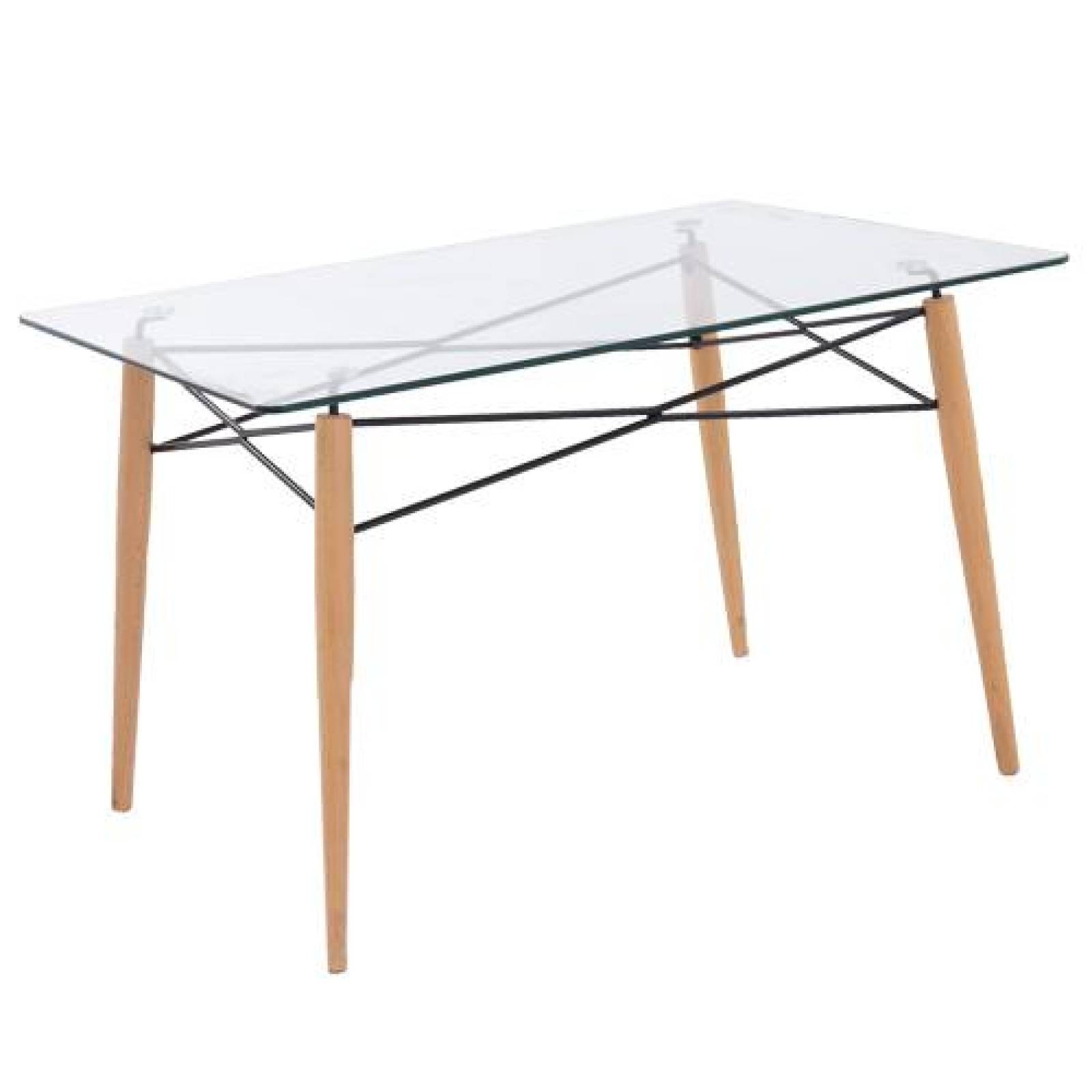 Mesa de Comedor Estilo Eames de Vidrio   Para 6
