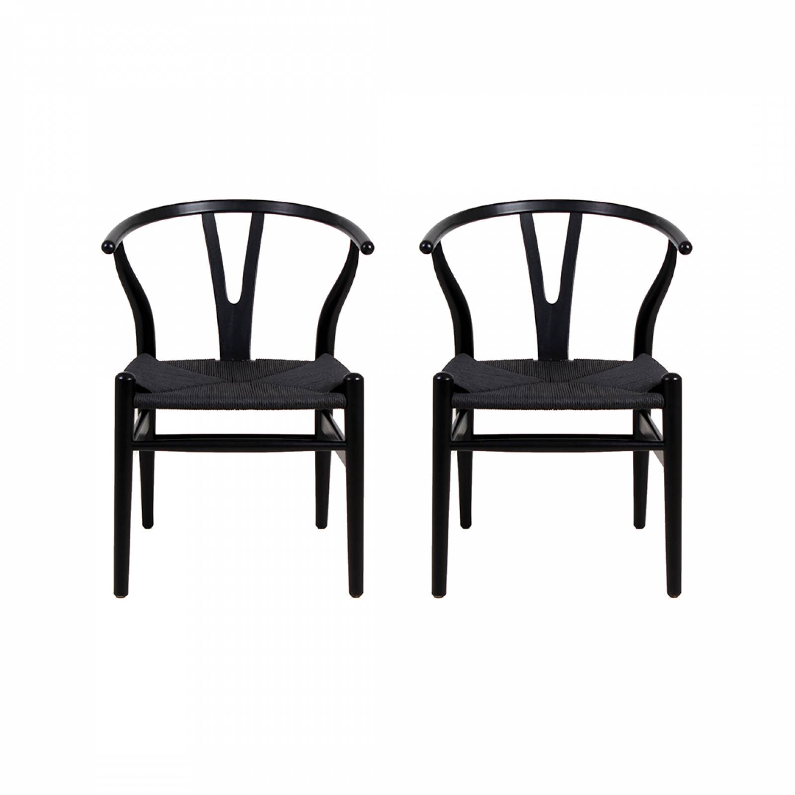 Set de 2 Sillas Wishbone Style Negro 