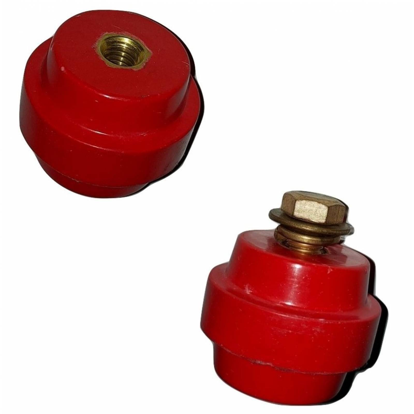 Juego de 2 Aisladores de resina 600V tipo manzana para soportar barra de tierra o electrica
