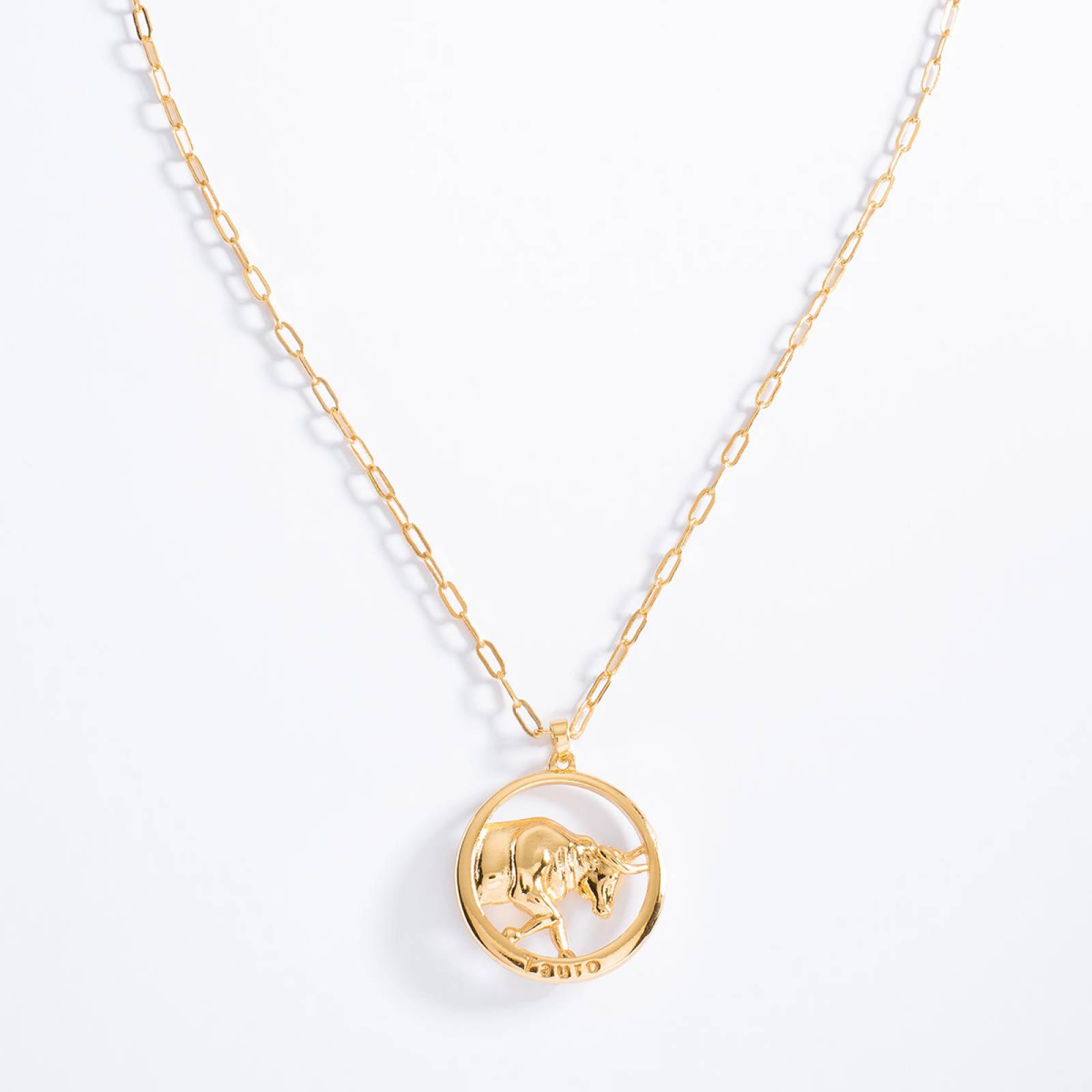 Collar signo zodiacal "TAURO" Nice Unisex, con 4 baños de oro de 18 k (45 cm + 10 cm de ext)