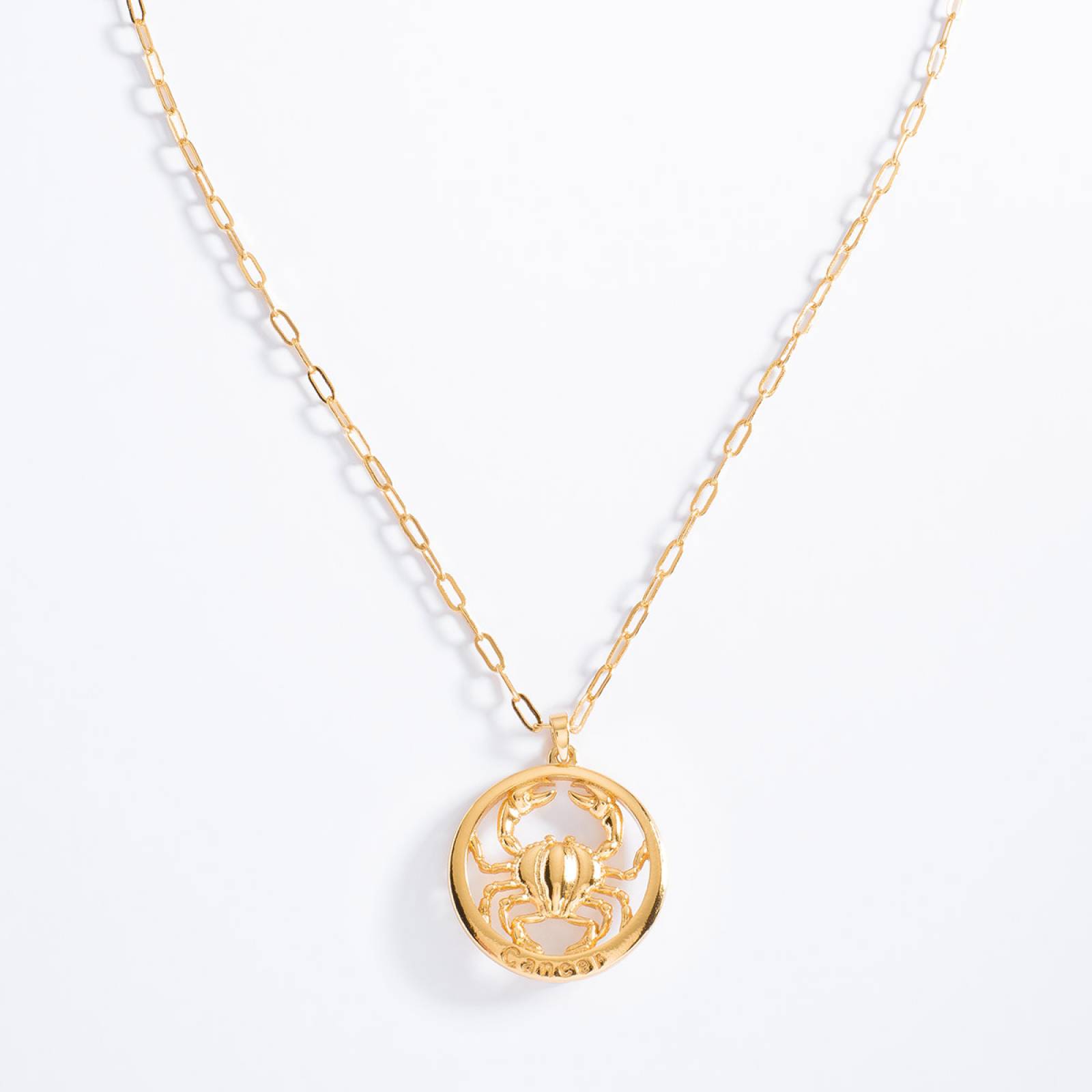 Collar signo zodiacal "CANCER" Nice Unisex, con 4 baños de oro de 18 k (45 cm + 10 cm de ext)