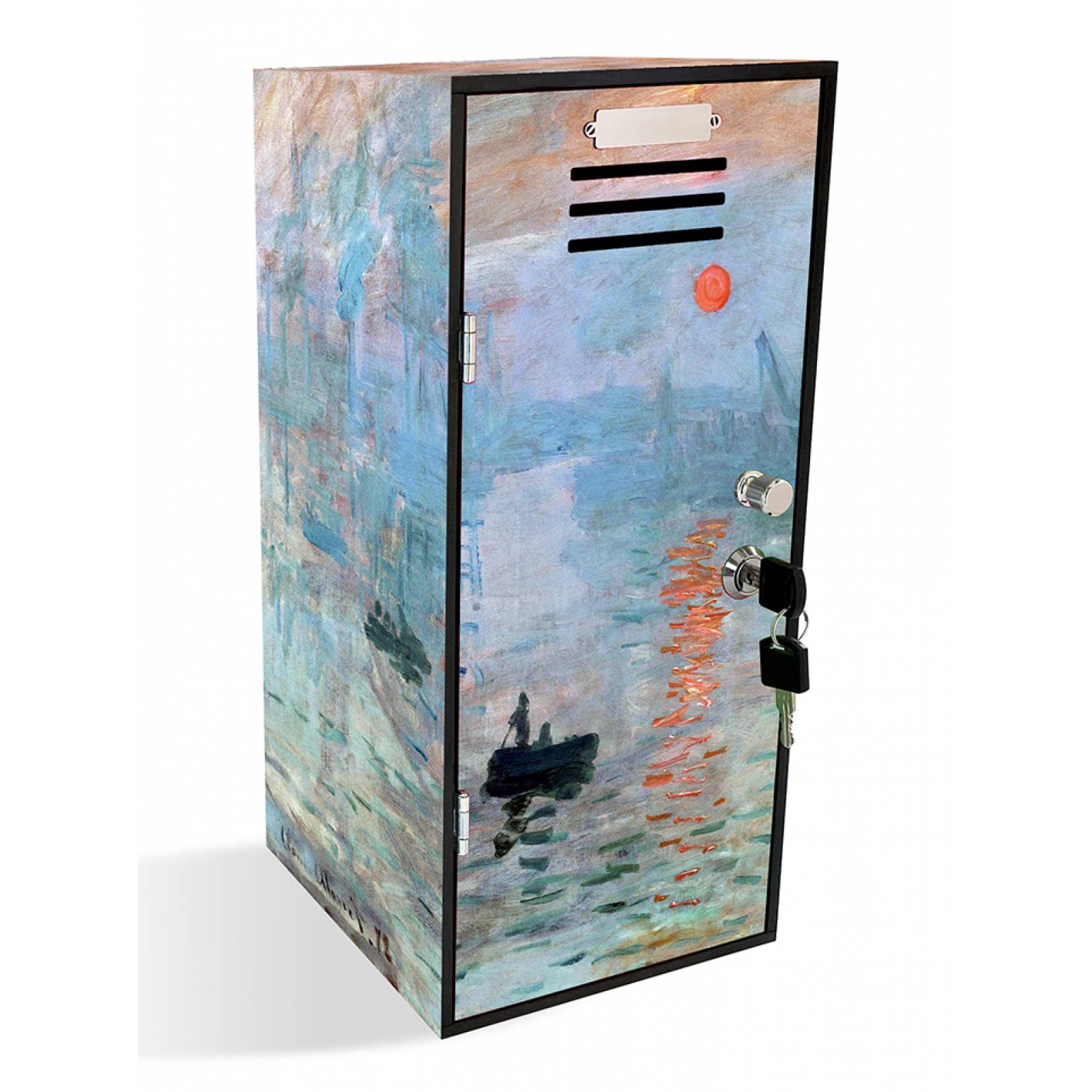 Impresión, Sol Naciente Claude Monet Mini Locker individual con llave de seguridad decoración arte regalo original coleccionable, organizador, casillero