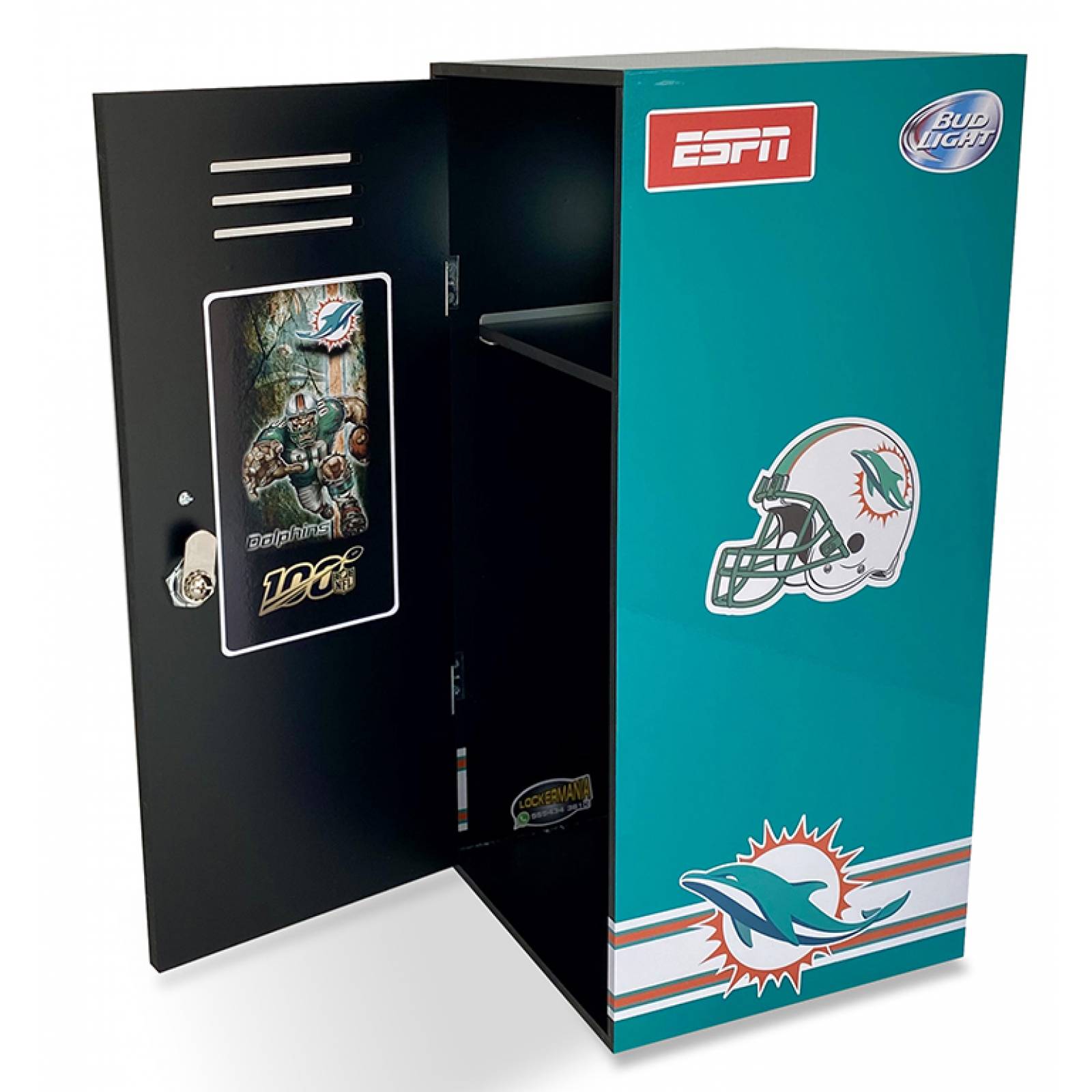 MIAMI DOLPHINS - Locker deportivo, decorado, individual con llave de seguridad.