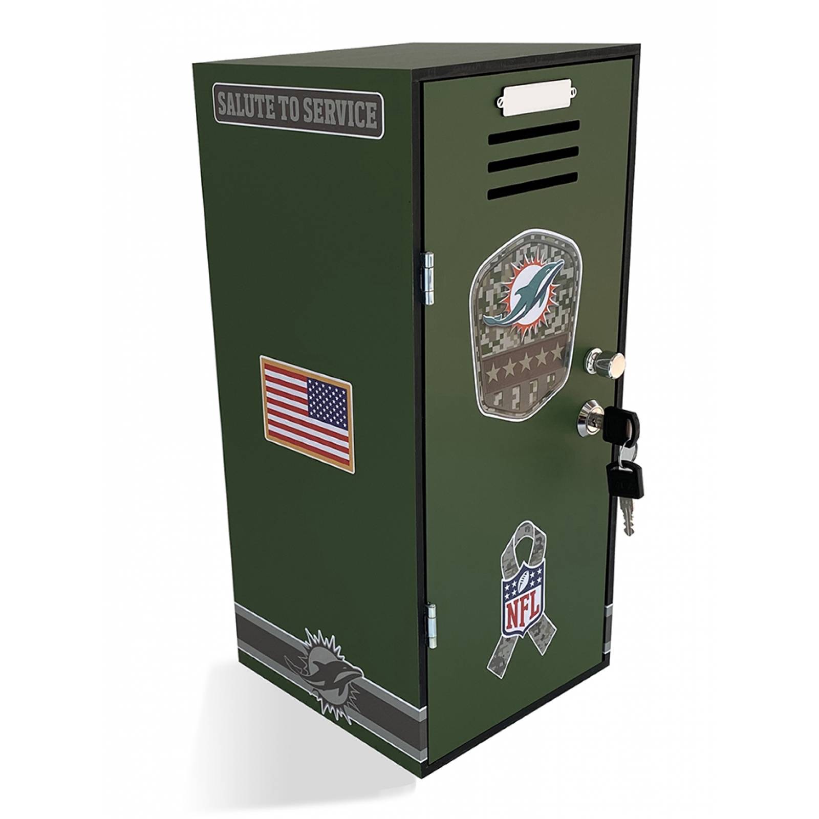 MIAMI DOLPHINS - Locker deportivo, decorado, individual con llave de seguridad.