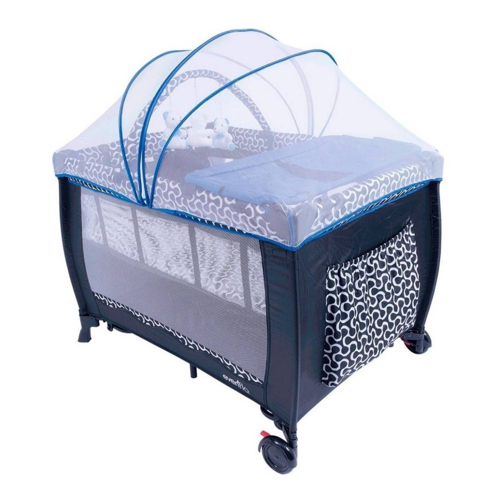 Corral Cuna Bebe Evenflo Sweet Dreams Mecedor Mosquitero Azul Liso