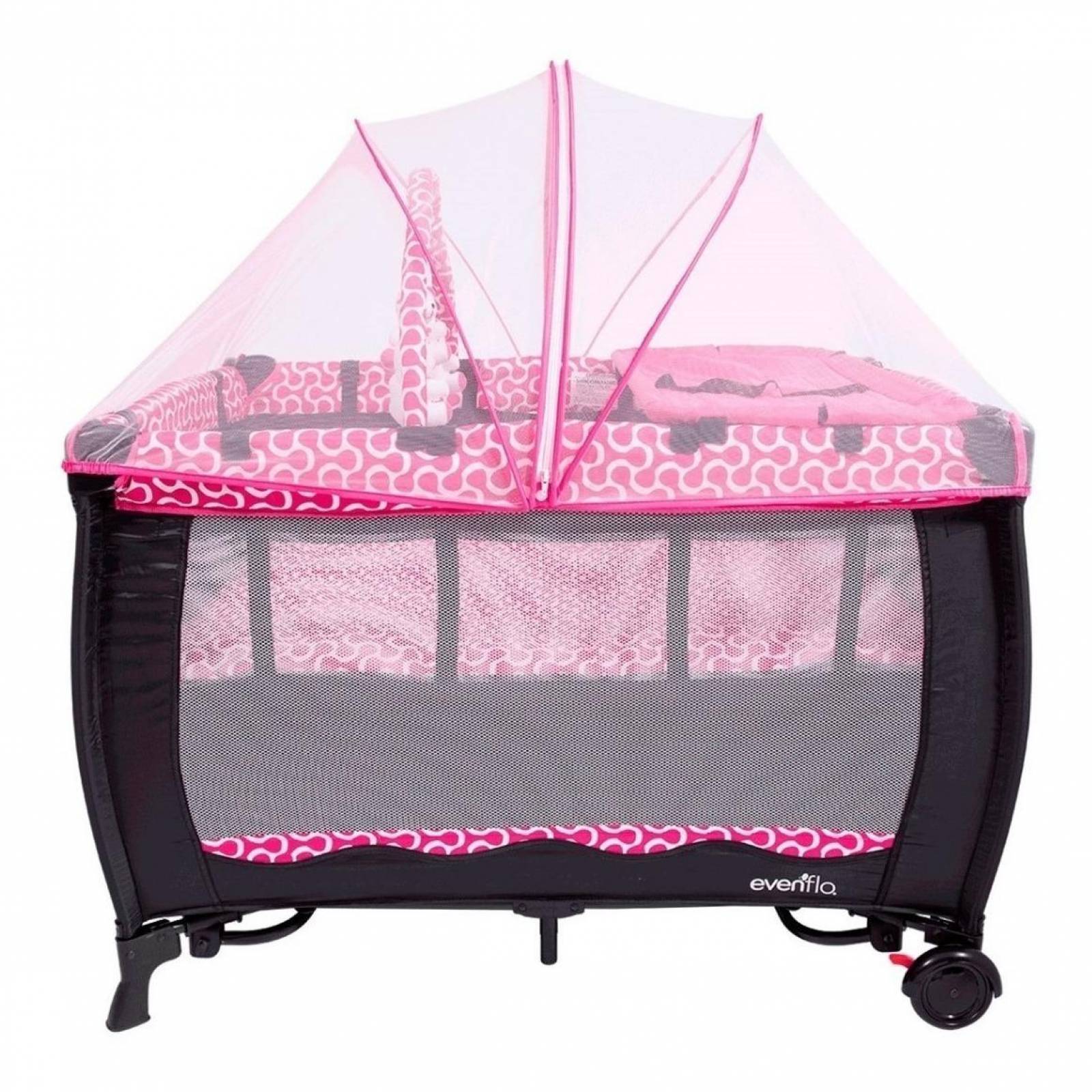 Corral Cuna Bebe Evenflo Sweet Dreams Mecedor Mosquitero Rosa Liso