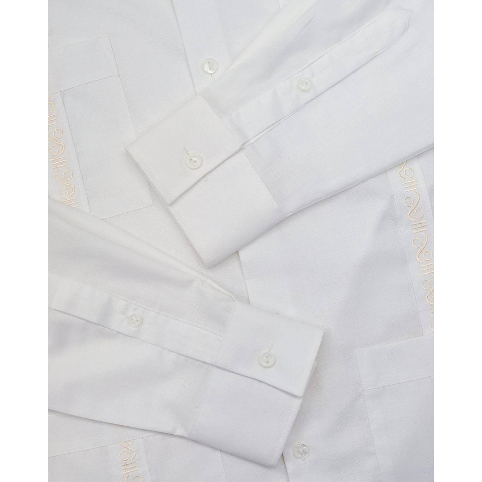 Manchester Guayabera de Lino y Algodón con Cuello Mao y Cuatro Bolsillos Tradicionales 