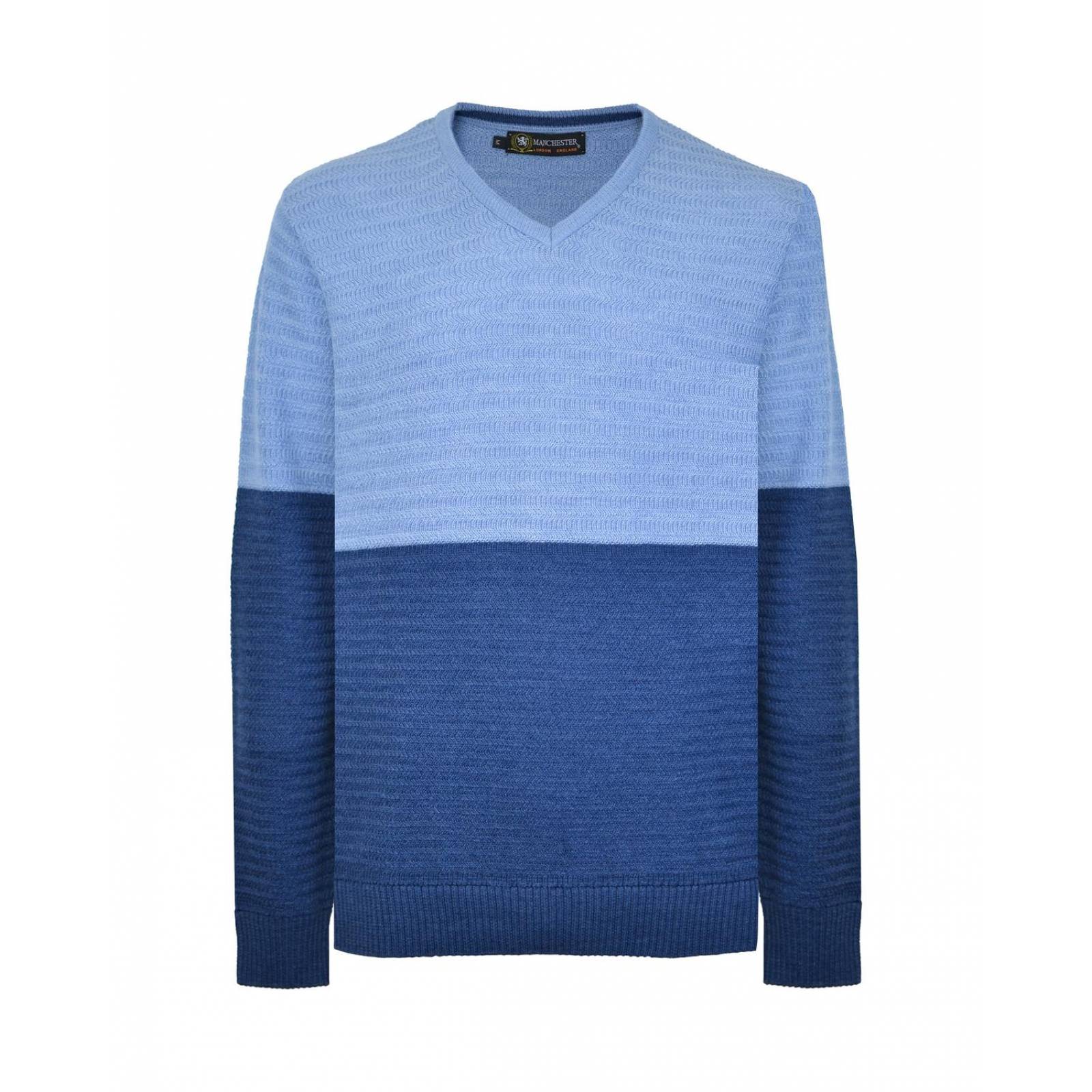 Manchester Suéter Cuello V Bicolor en Mezcla de Lana y Acrílico 