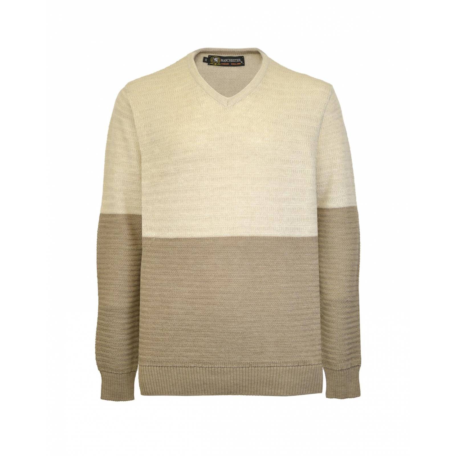 Manchester Suéter Cuello V Bicolor en Mezcla de Lana y Acrílico 