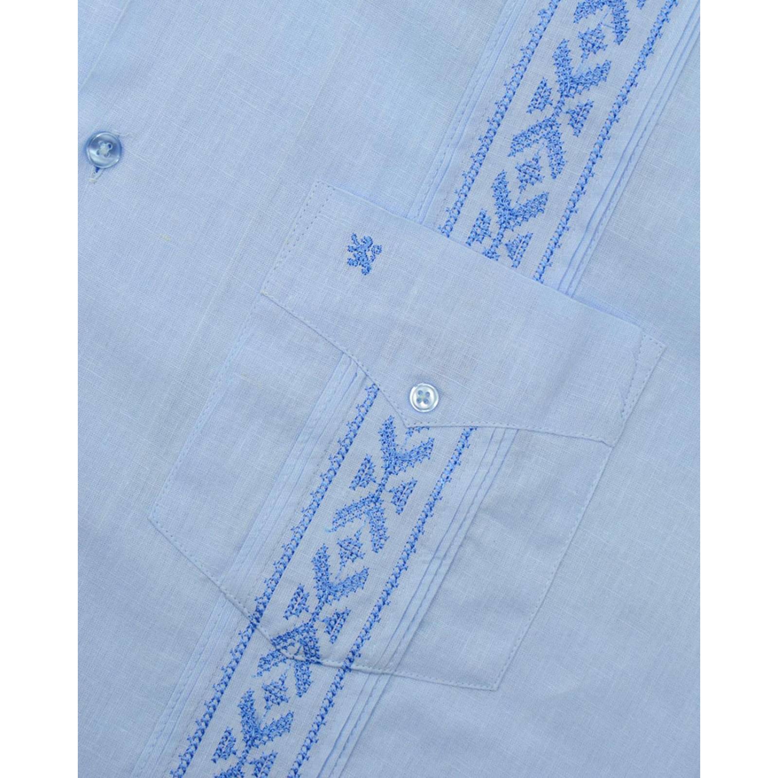 Manchester Guayabera Manga Larga Patron Bordado Regular Fit- Cuello Monaco 