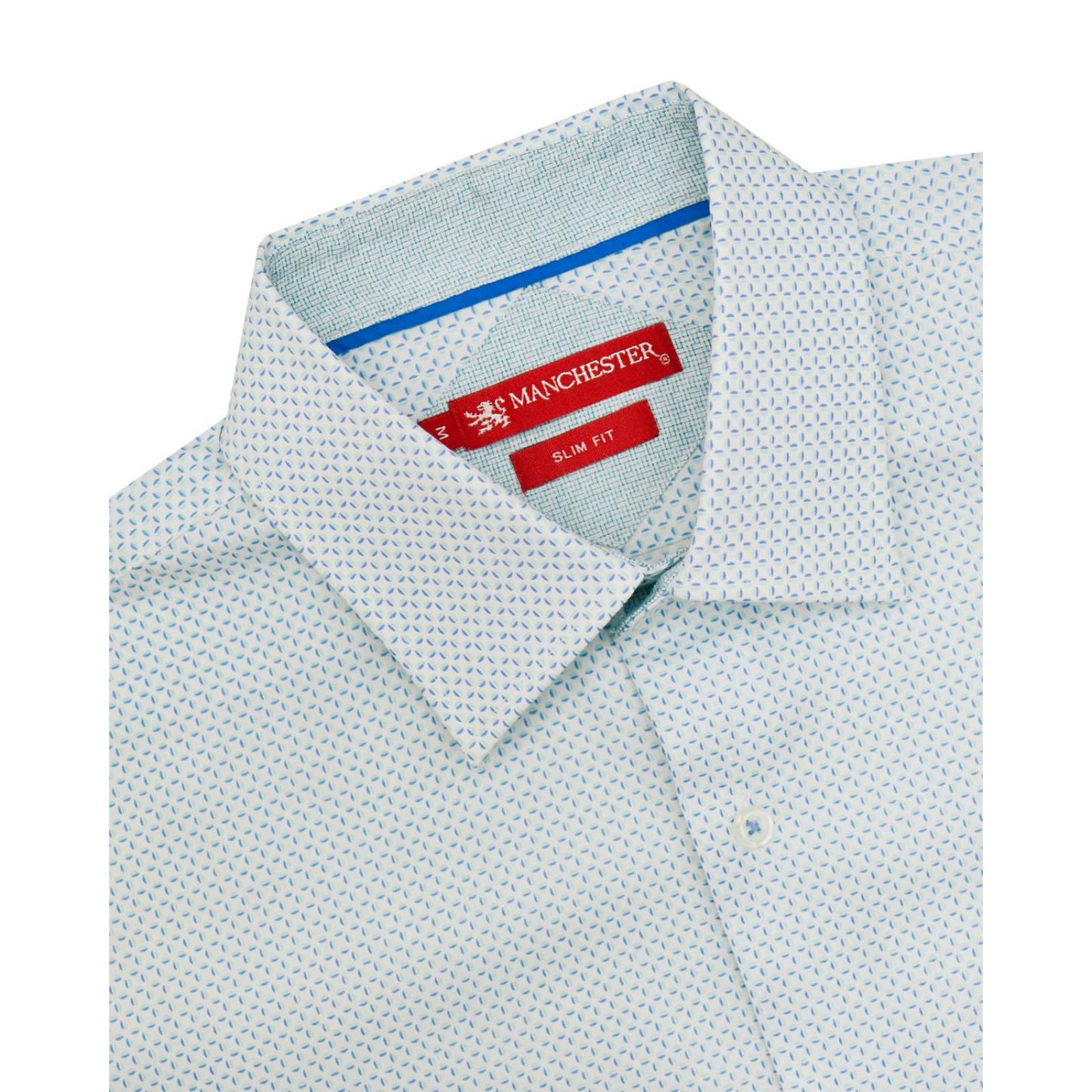 Manchester Camisa Casual Slim Fit en Algodón, Manga Larga - Cuello Monaco 