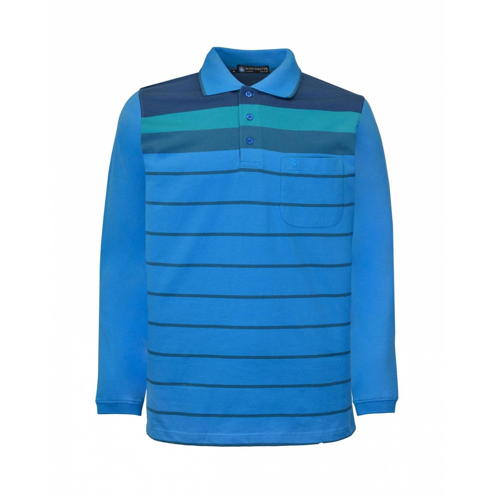 Manchester Polo Manga Larga a Rayas Horizontales en Algodón Supima Regular Fit 