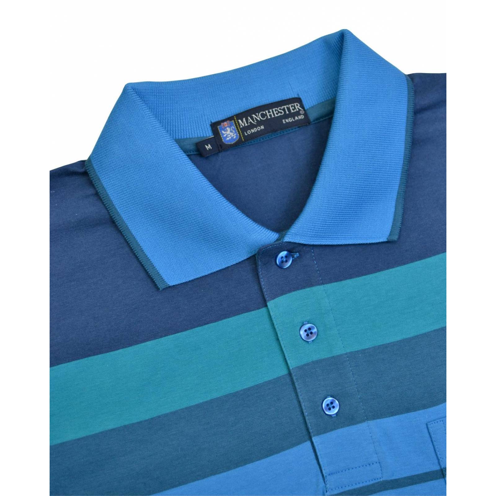 Manchester Polo Manga Larga a Rayas Horizontales en Algodón Supima Regular Fit 