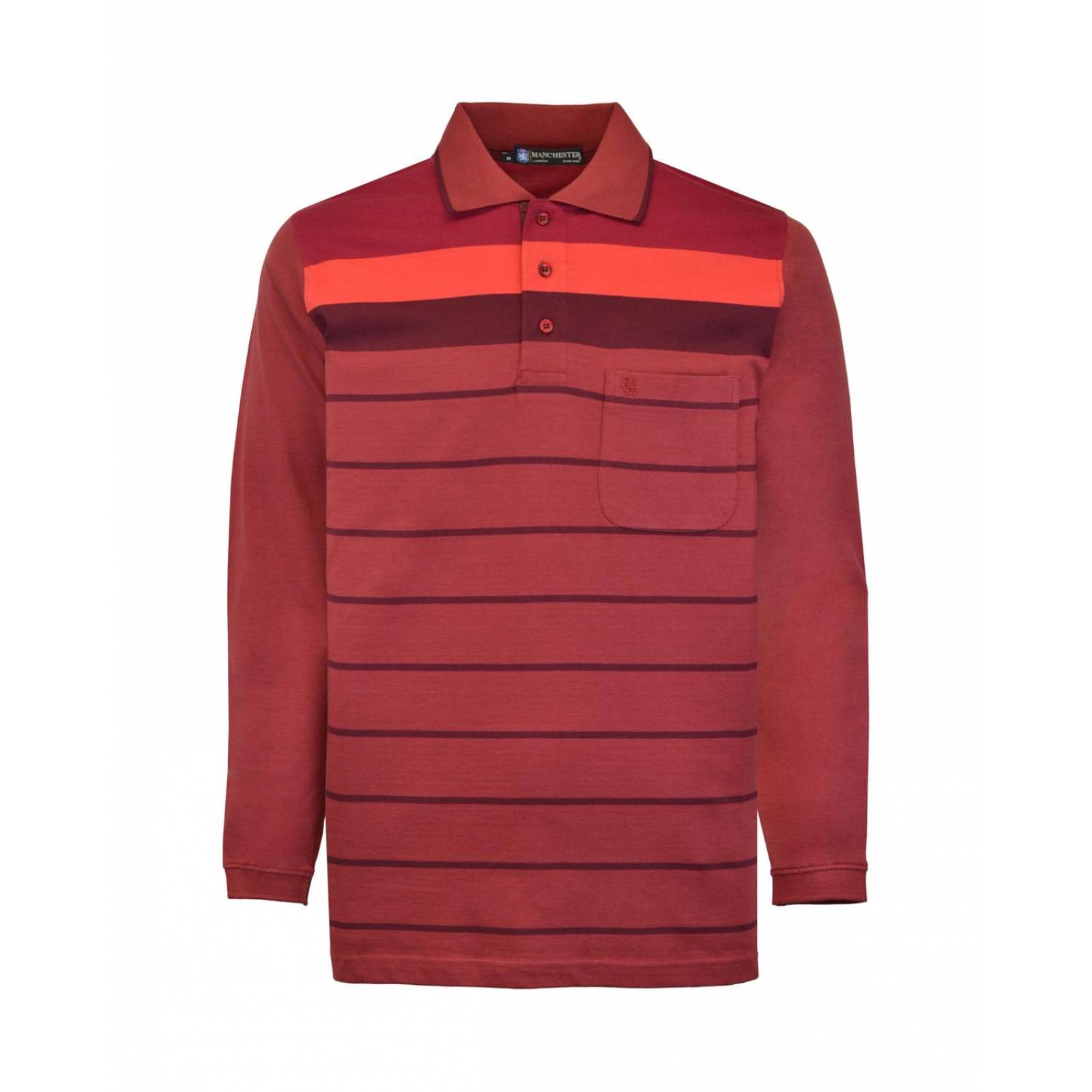 Manchester Polo Manga Larga a Rayas Horizontales en Algodón Supima Regular Fit 