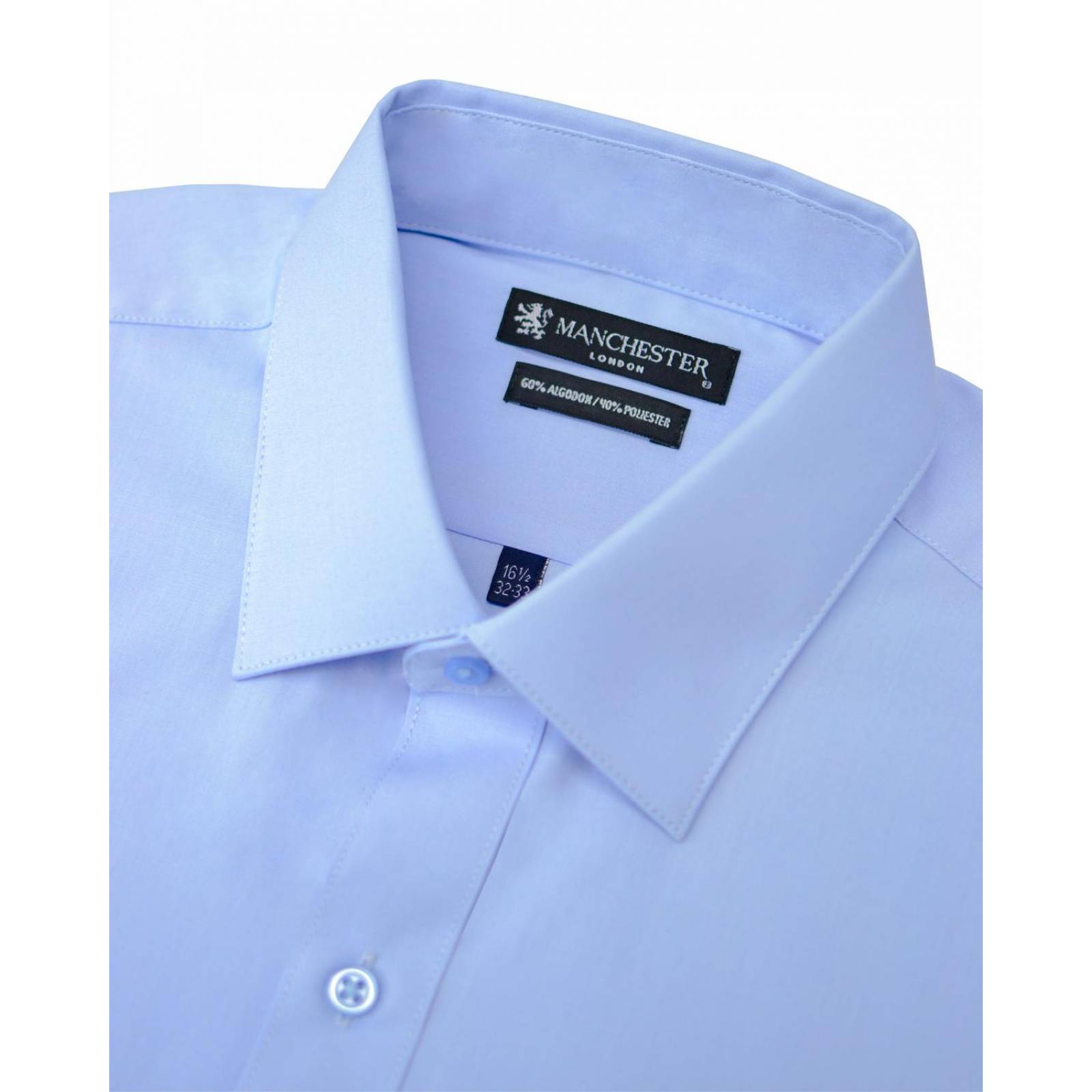 Manchester Camisa de Vestir Lisa Regular Fit Manga Larga Manga Dual 