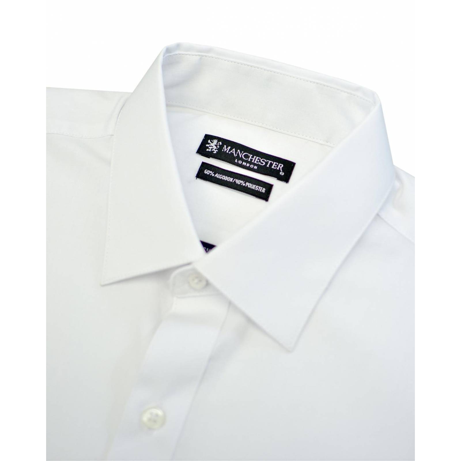 Manchester Camisa de Vestir Lisa Regular Fit Manga Larga Manga Dual 