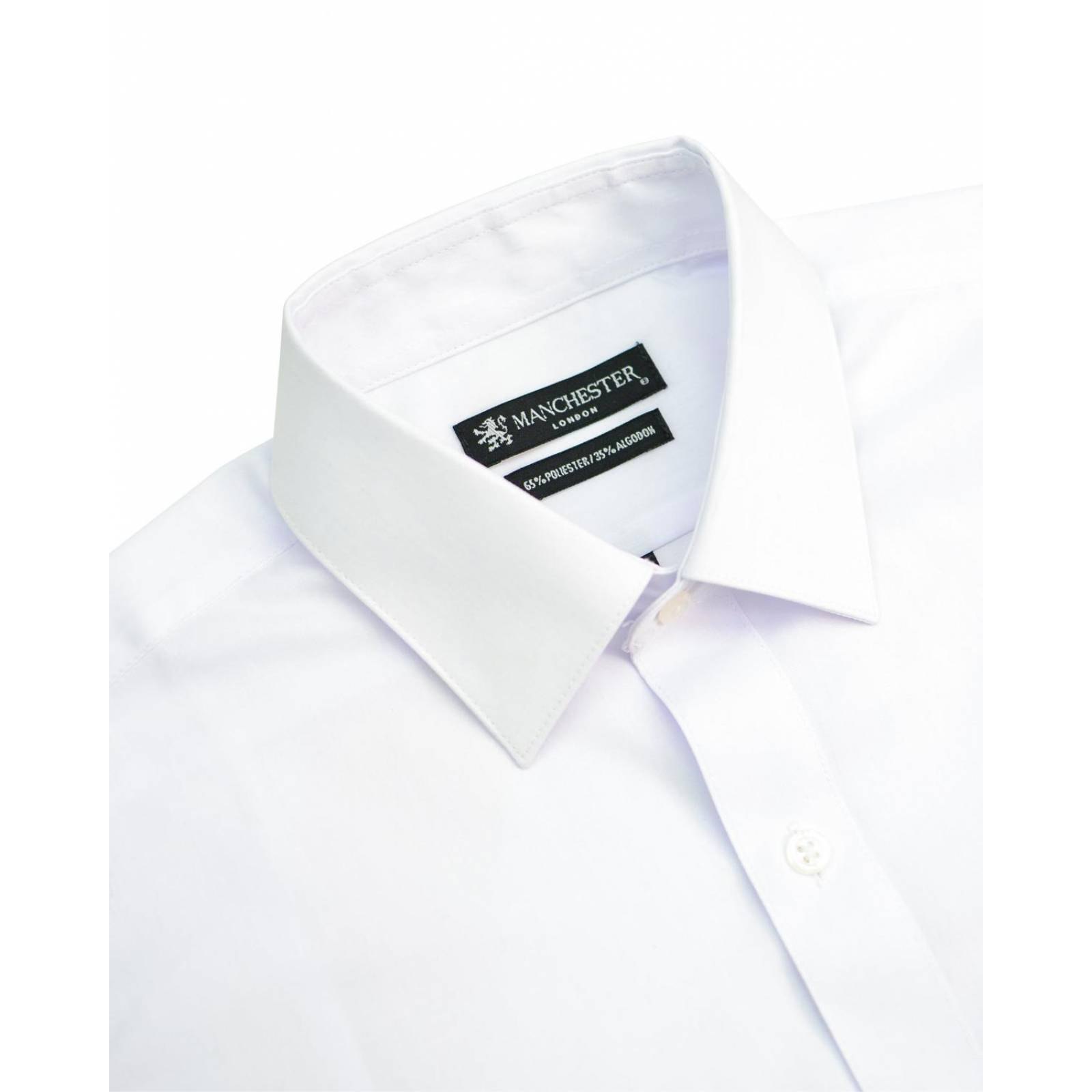 Manchester Camisa de Vestir Lisa con Cuello Boss y Puño terminacion en Pico con Bordado 