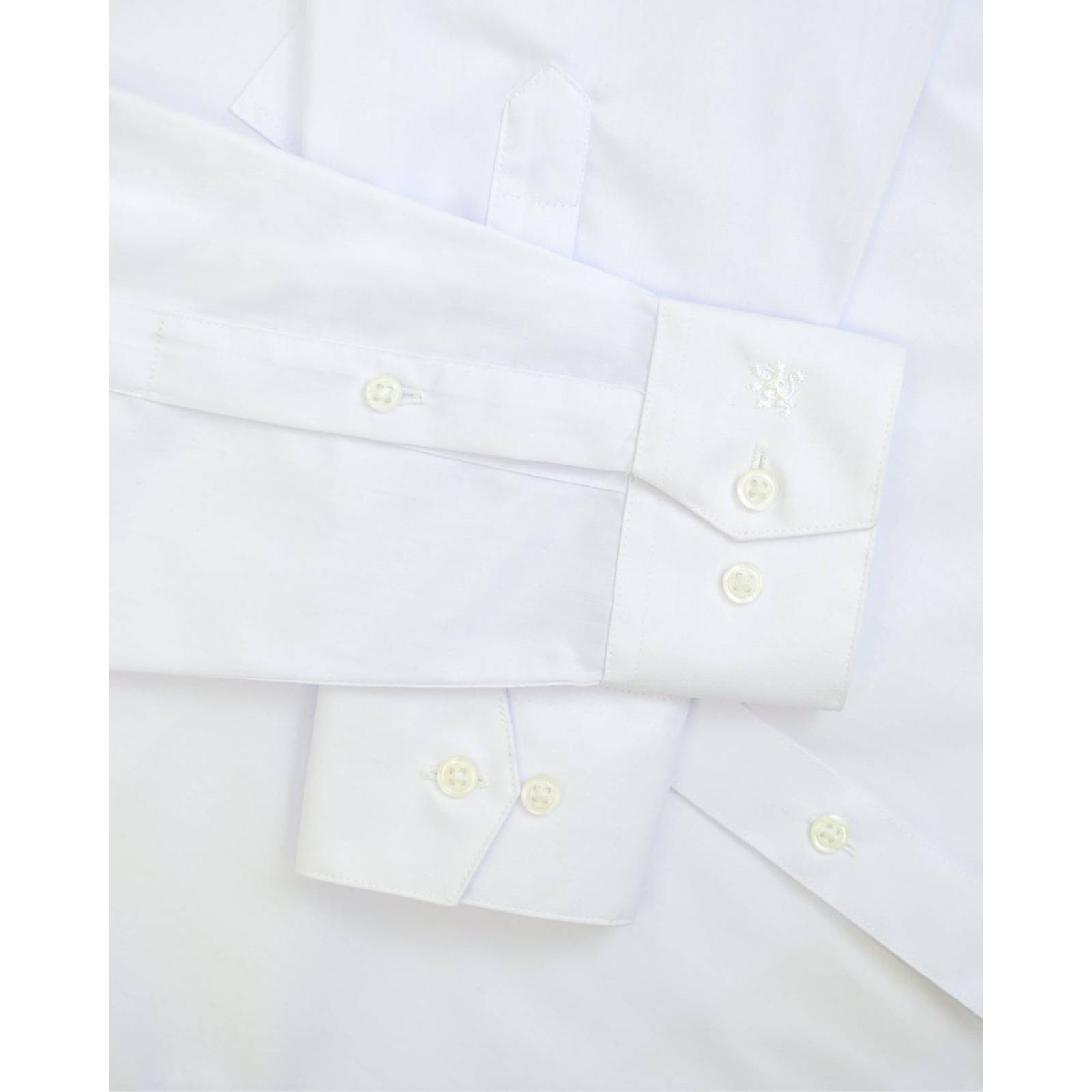 Manchester Camisa de Vestir Lisa con Cuello Boss y Puño terminacion en Pico con Bordado 