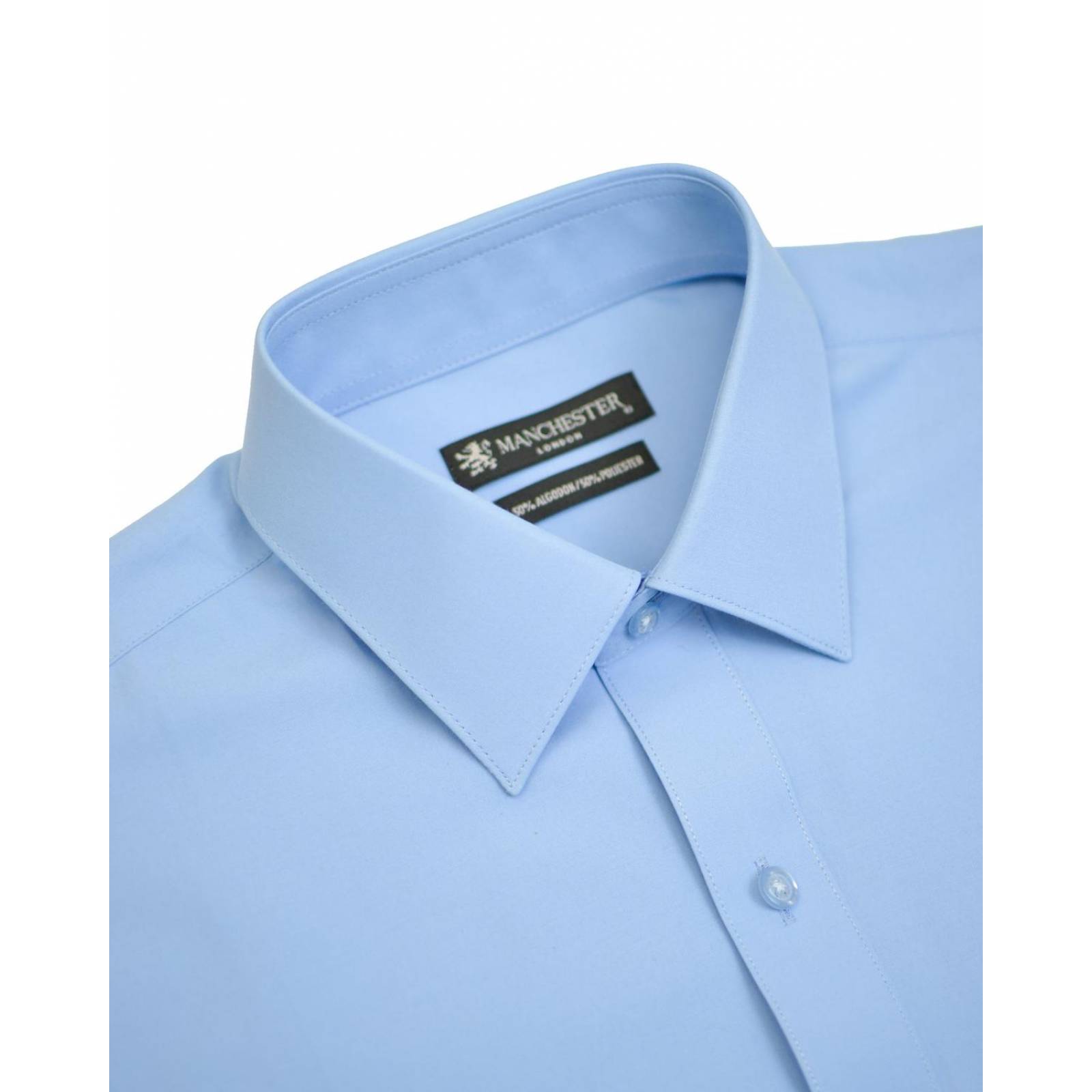 Manchester Camisa de Vestir Regular Fit con Cuello Boss y Puño de Pico con Bordado 