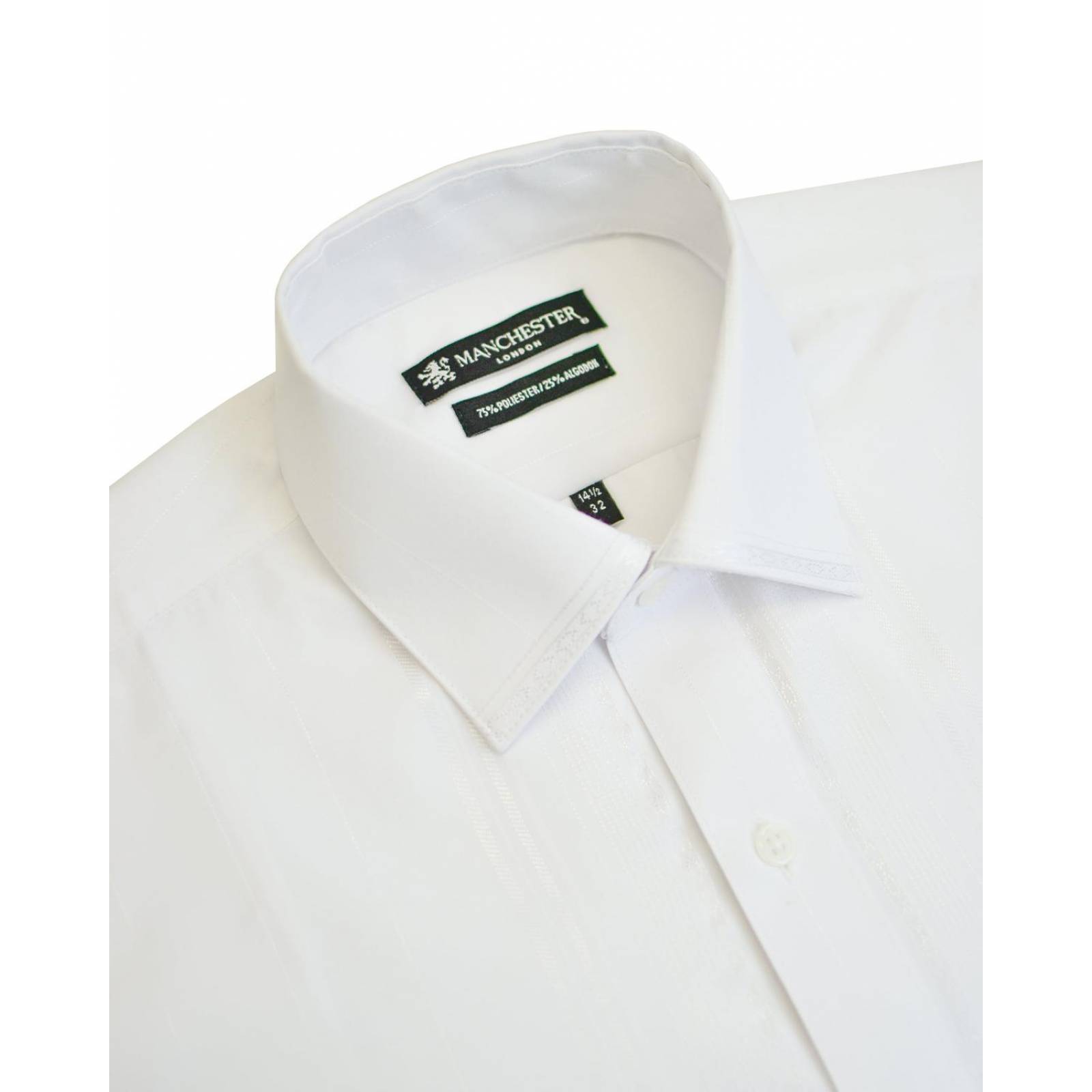 Manchester Camisa de Vestir de Cuello Ajustable y Puño Convertible Mezcla Poliester- Algodón 