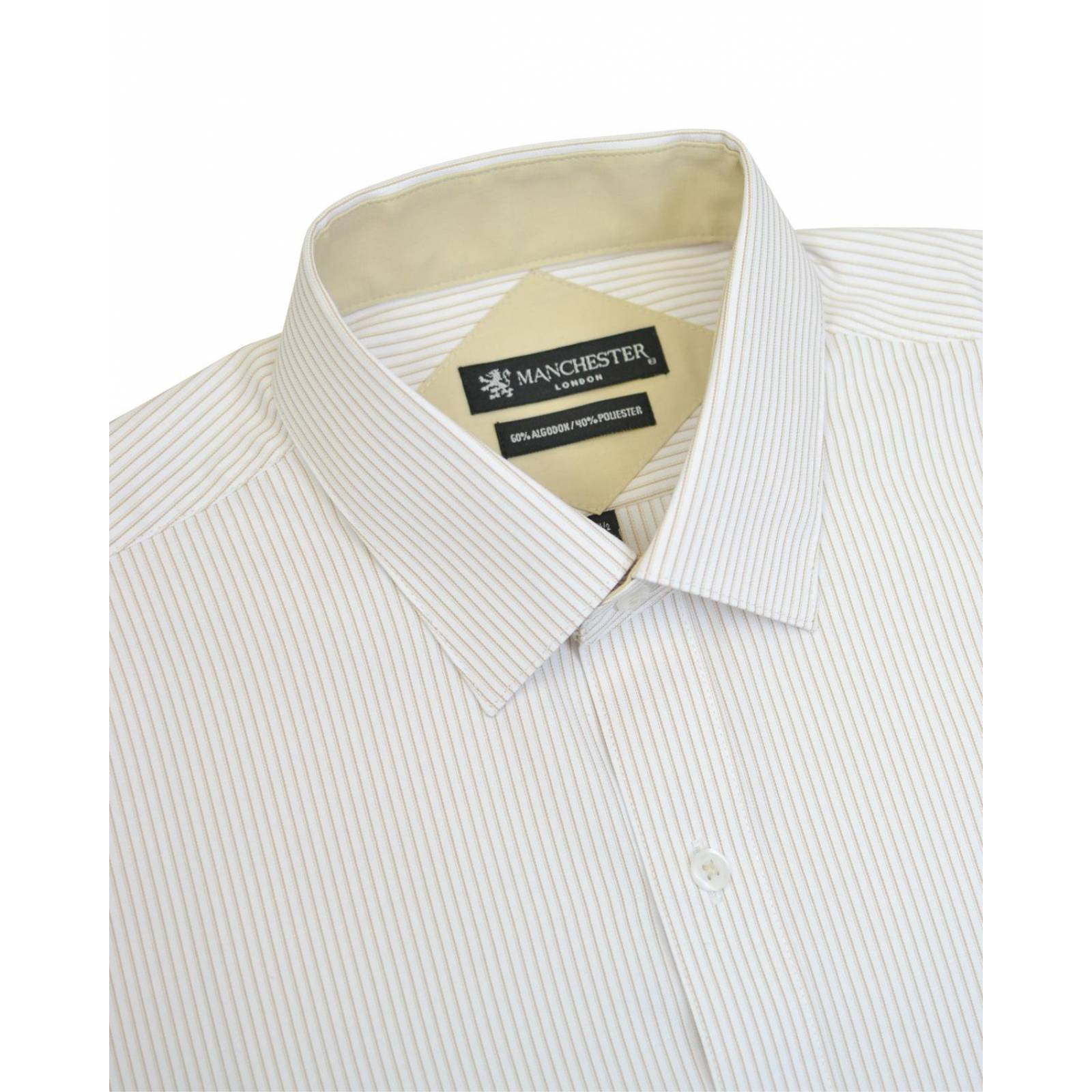 Manchester Camisa de Vestir Regular Fit a Rayas Puño Convertible 
