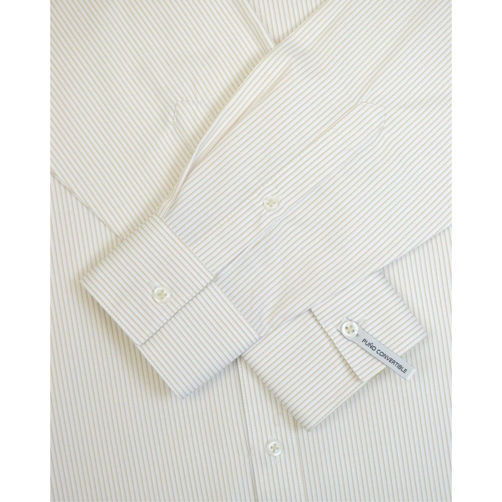 Manchester Camisa de Vestir Regular Fit a Rayas Puño Convertible 