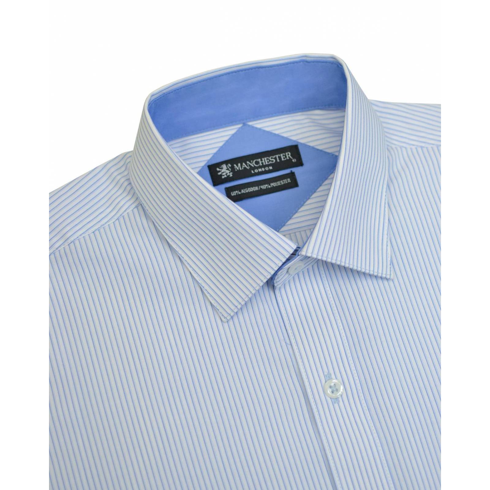 Manchester Camisa de Vestir Regular Fit a Rayas Puño Convertible 